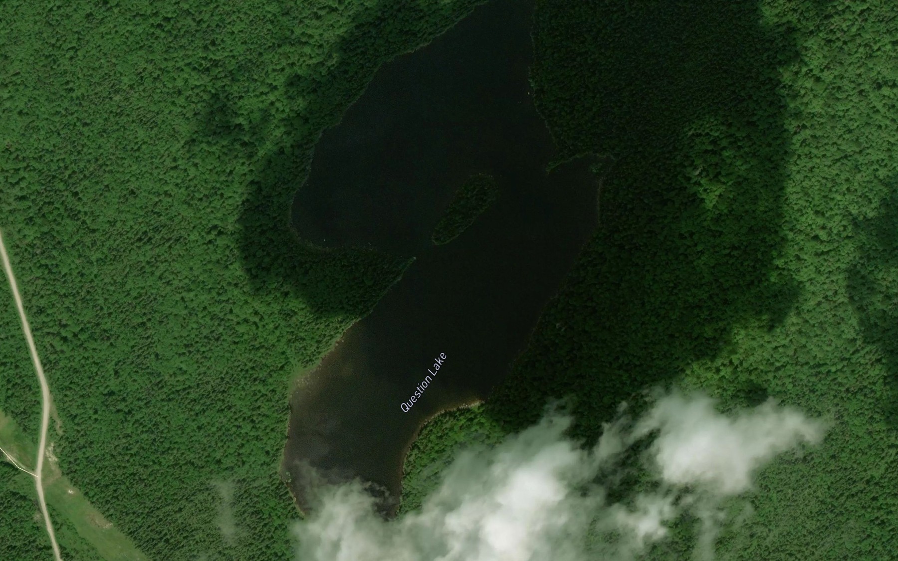 Satellite map of the Question Lake