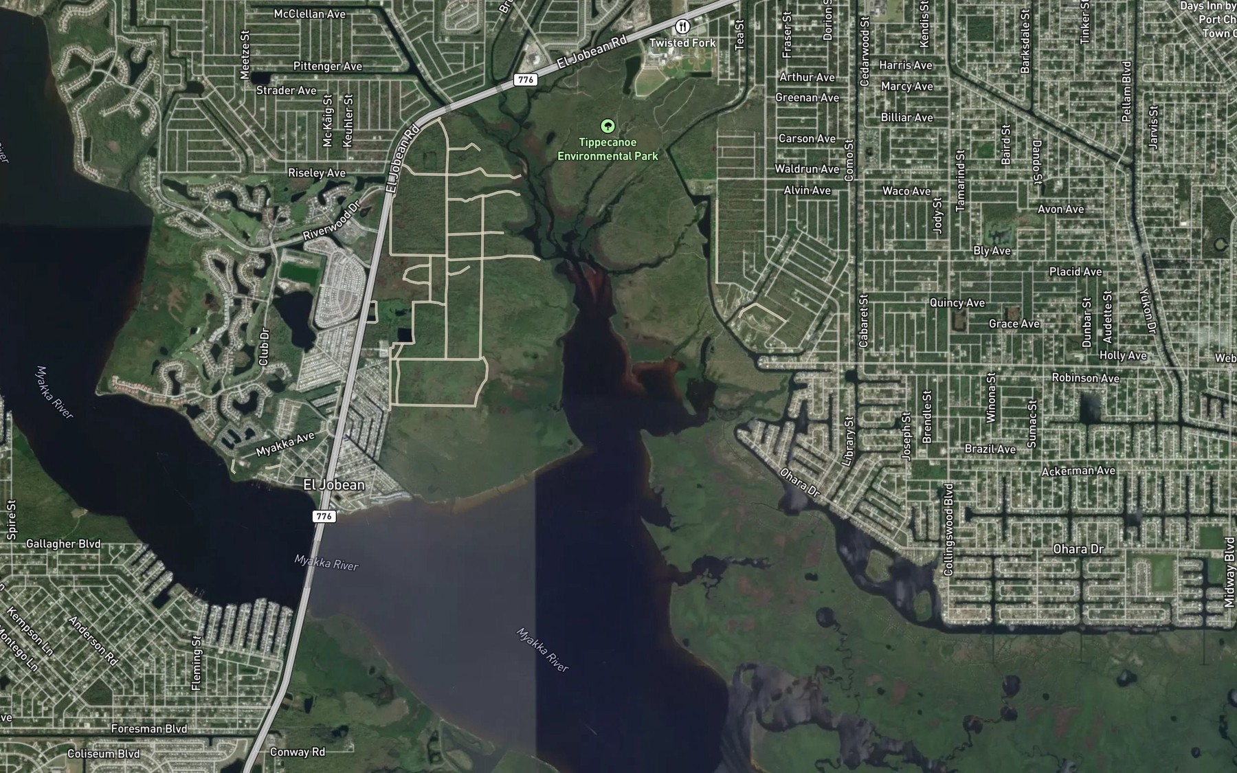 Satellite map of the Tippecanoe Bay