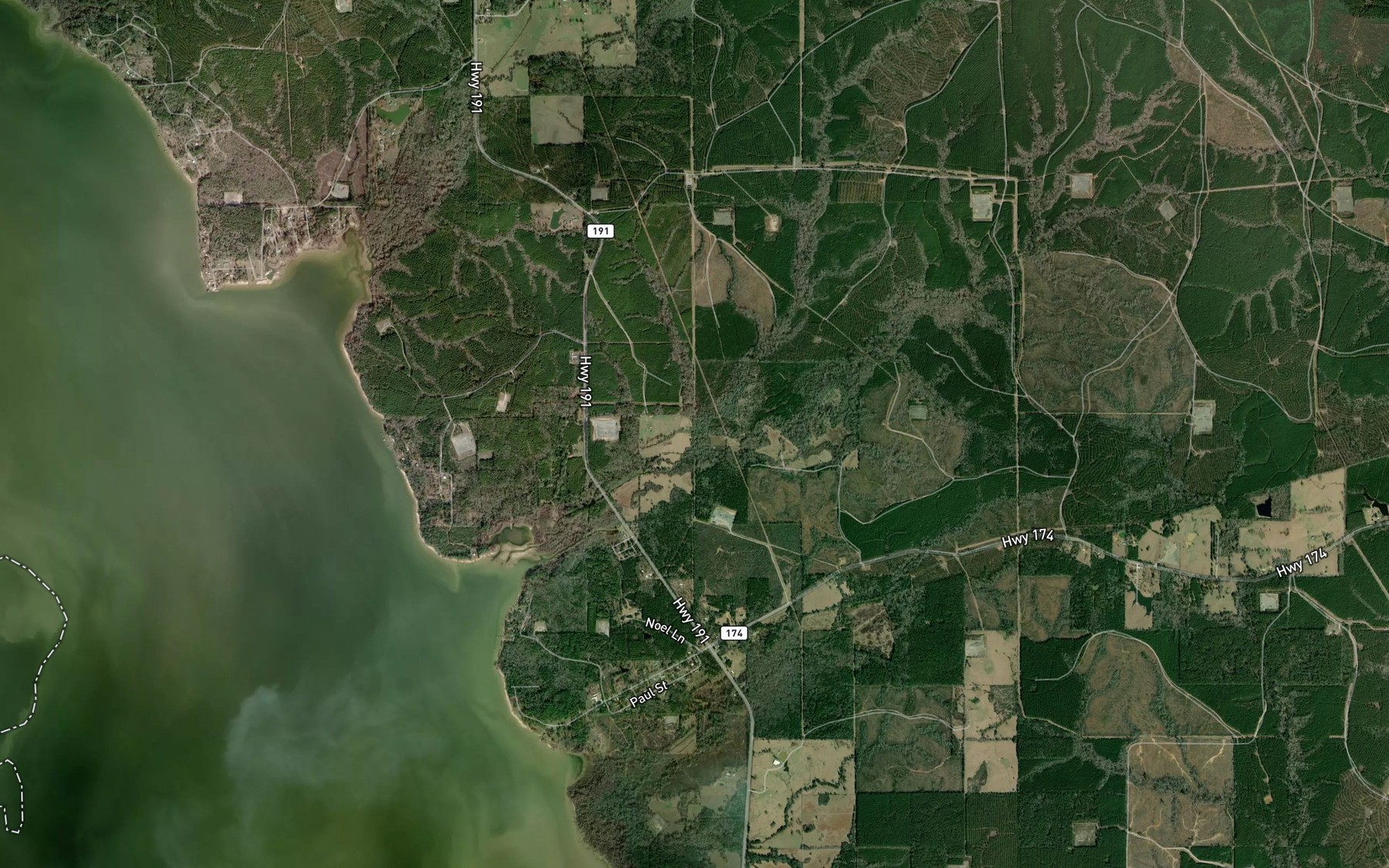 Satellite map of the Prairie Creek
