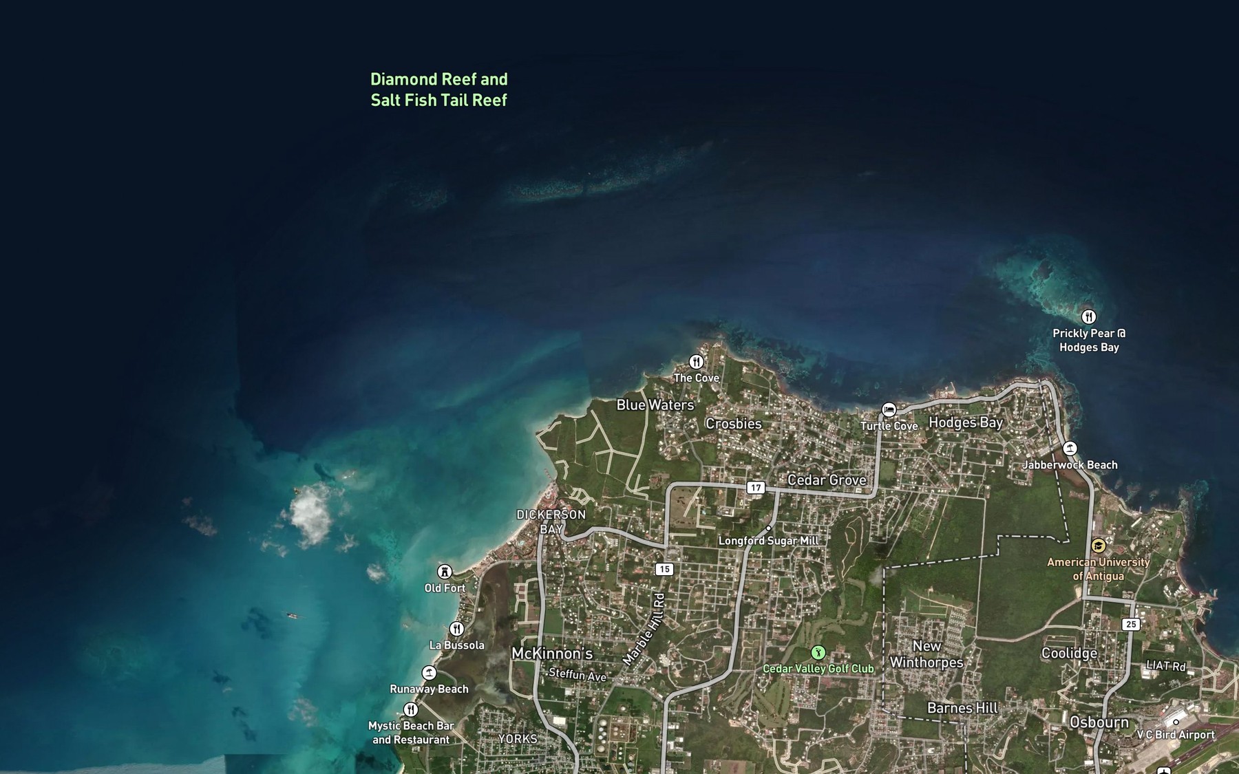 Satellite map of the Soldier Bay