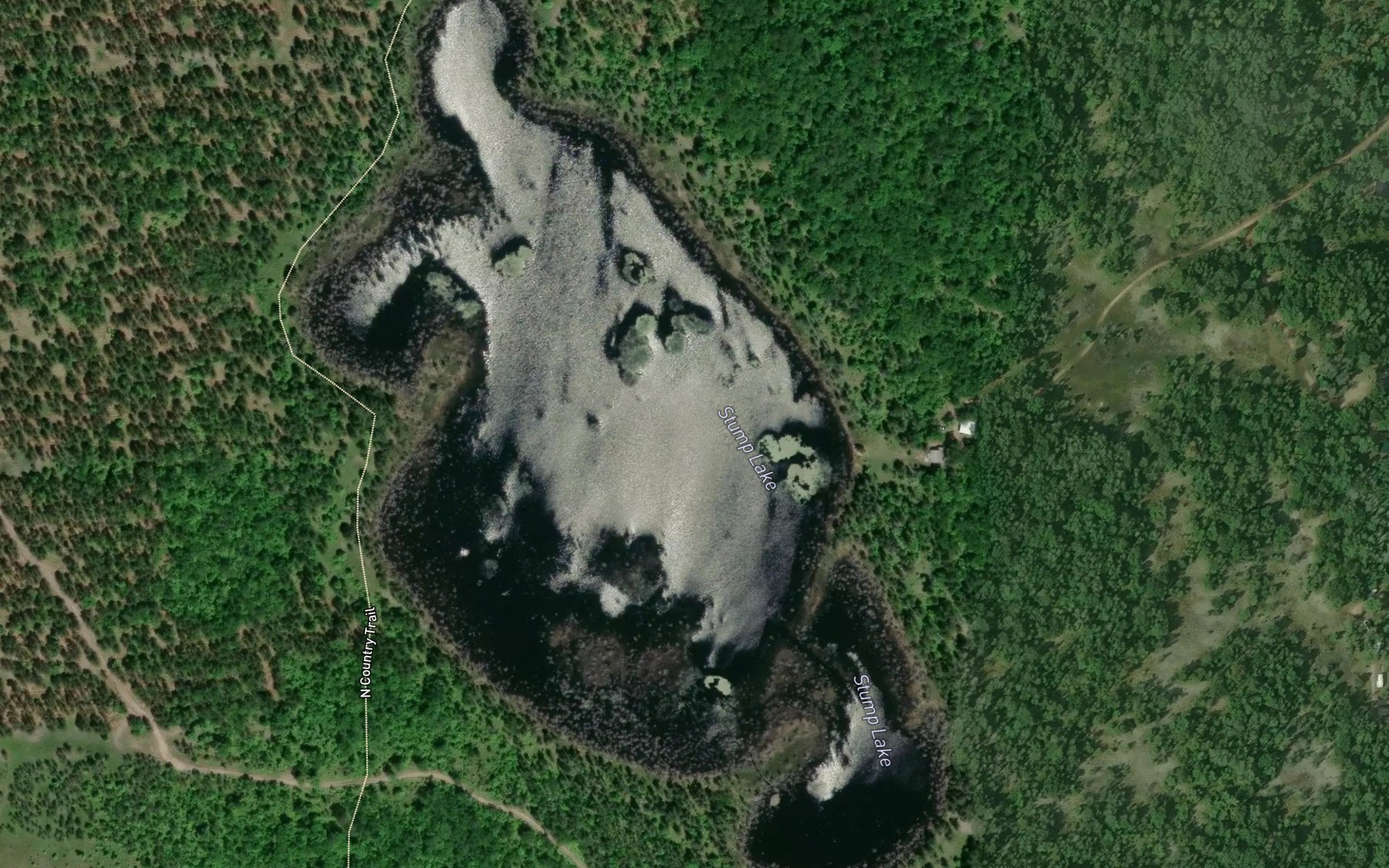 Satellite map of the Stump Lake