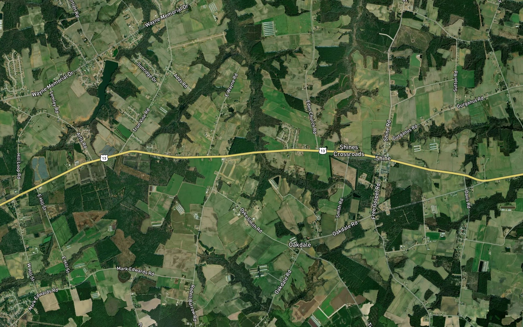 Satellite map of the Hams Prong