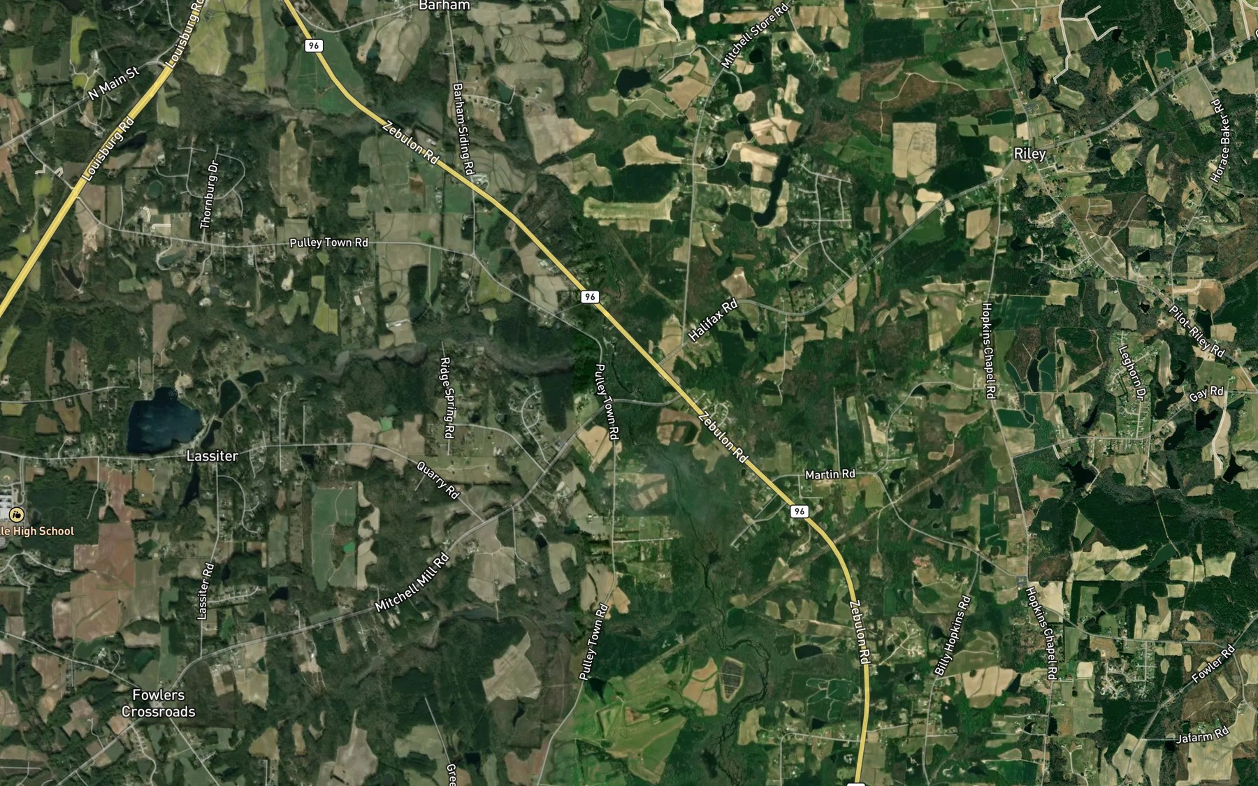 Satellite map of the Mitchell Millpond