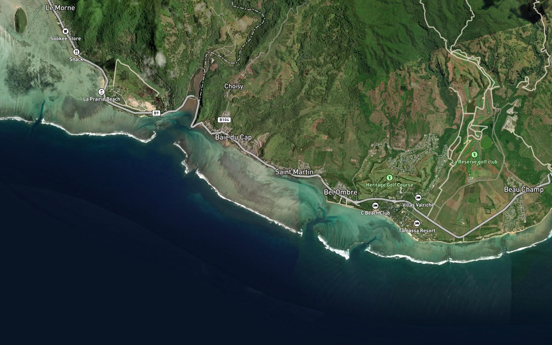 Satellite map of the Anse Saint Martin