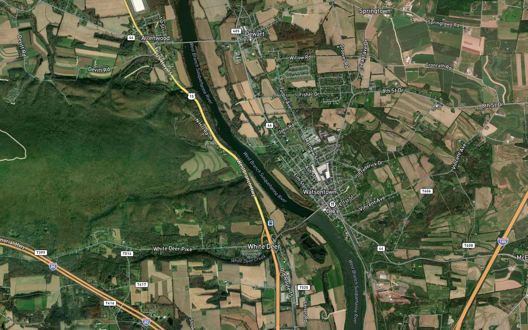 Satellite map of the Spring Run
