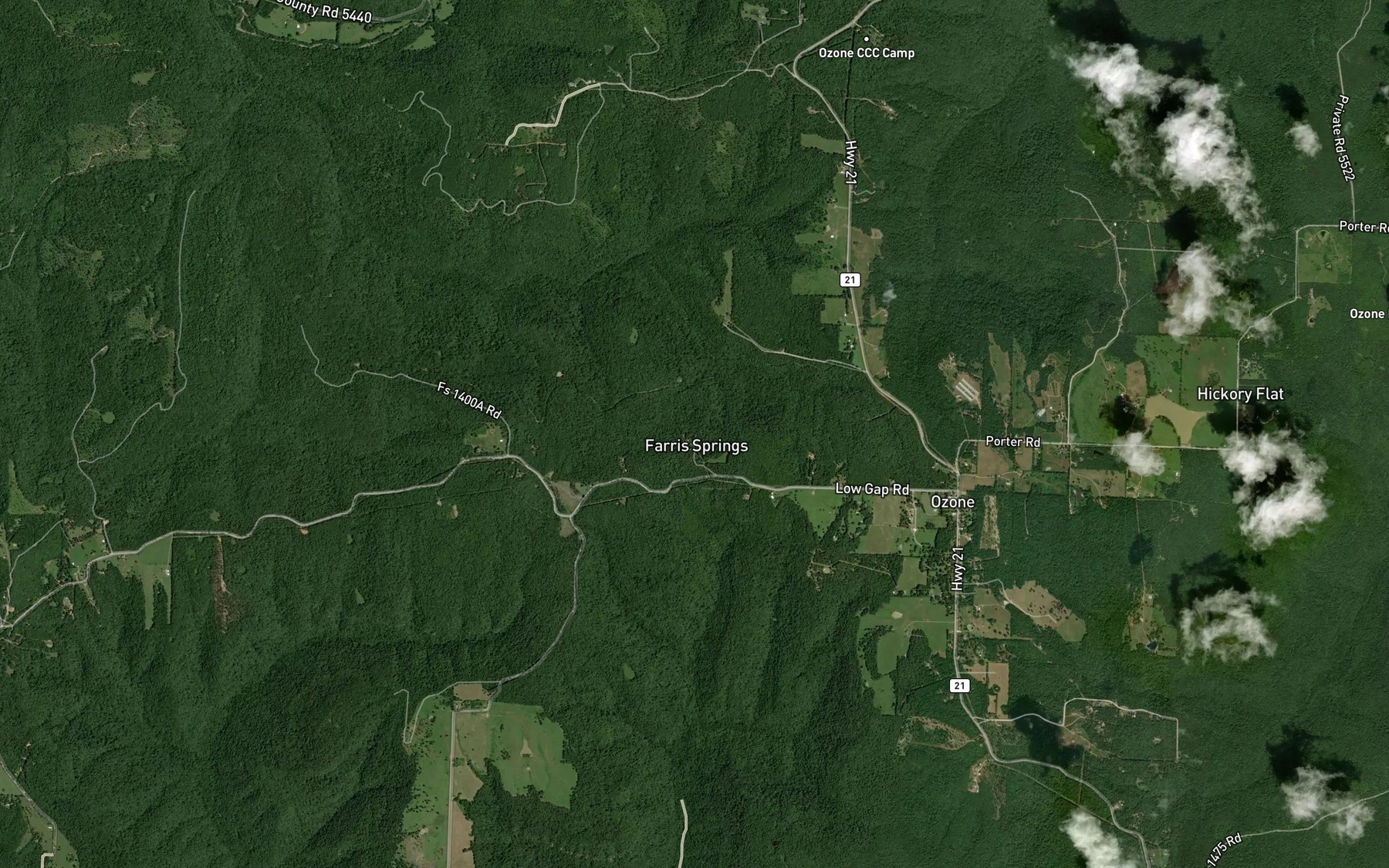 Satellite map of the Farris Springs