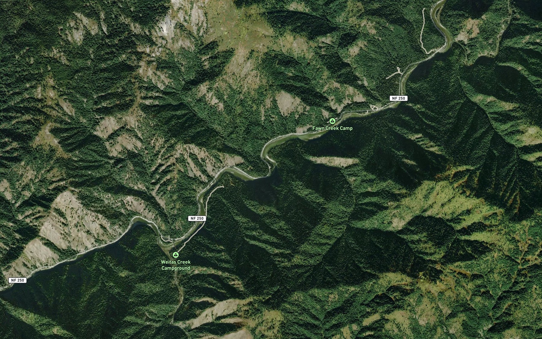 Satellite map of the Cub Creek