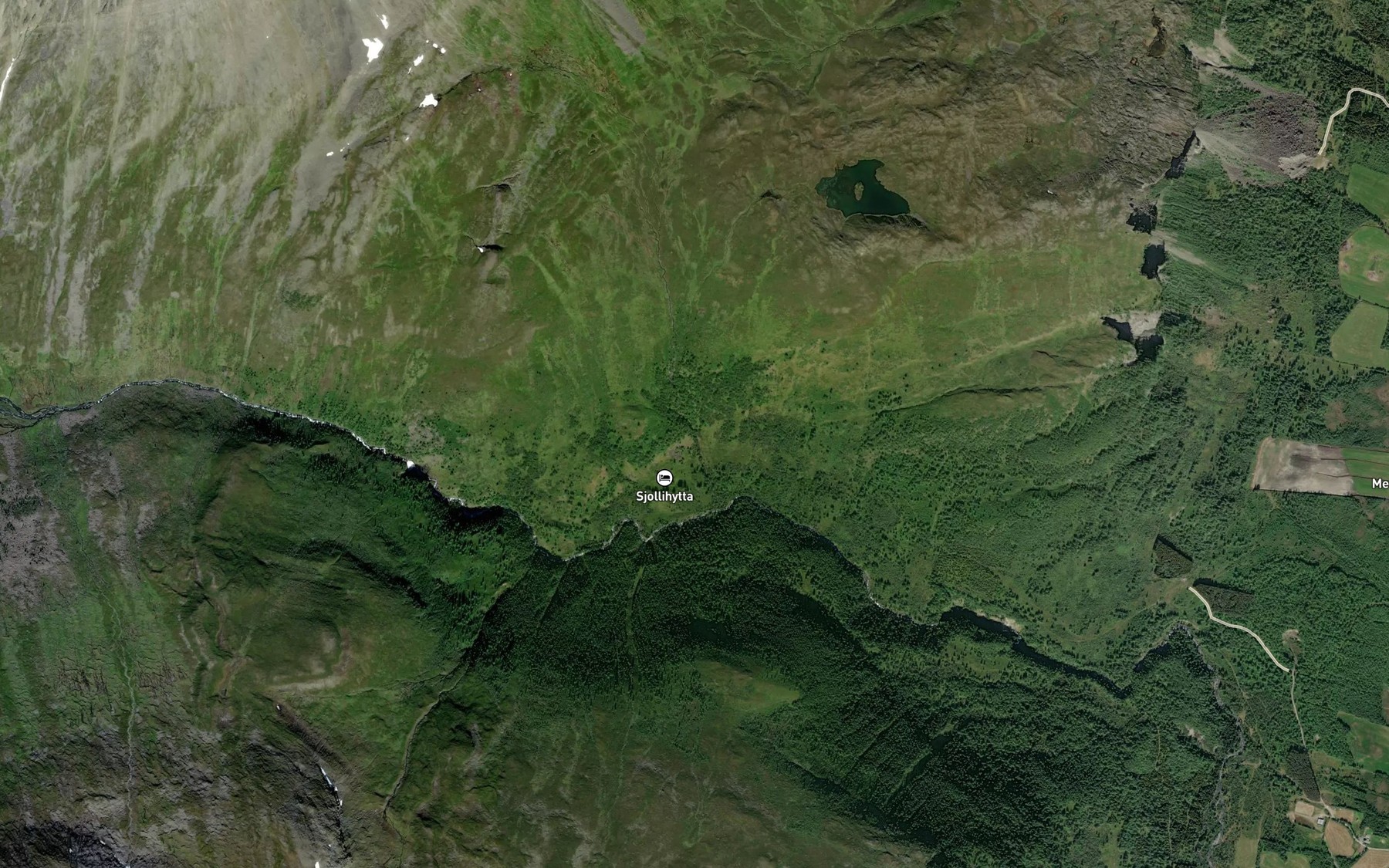 Satellite map of the Tverrelva
