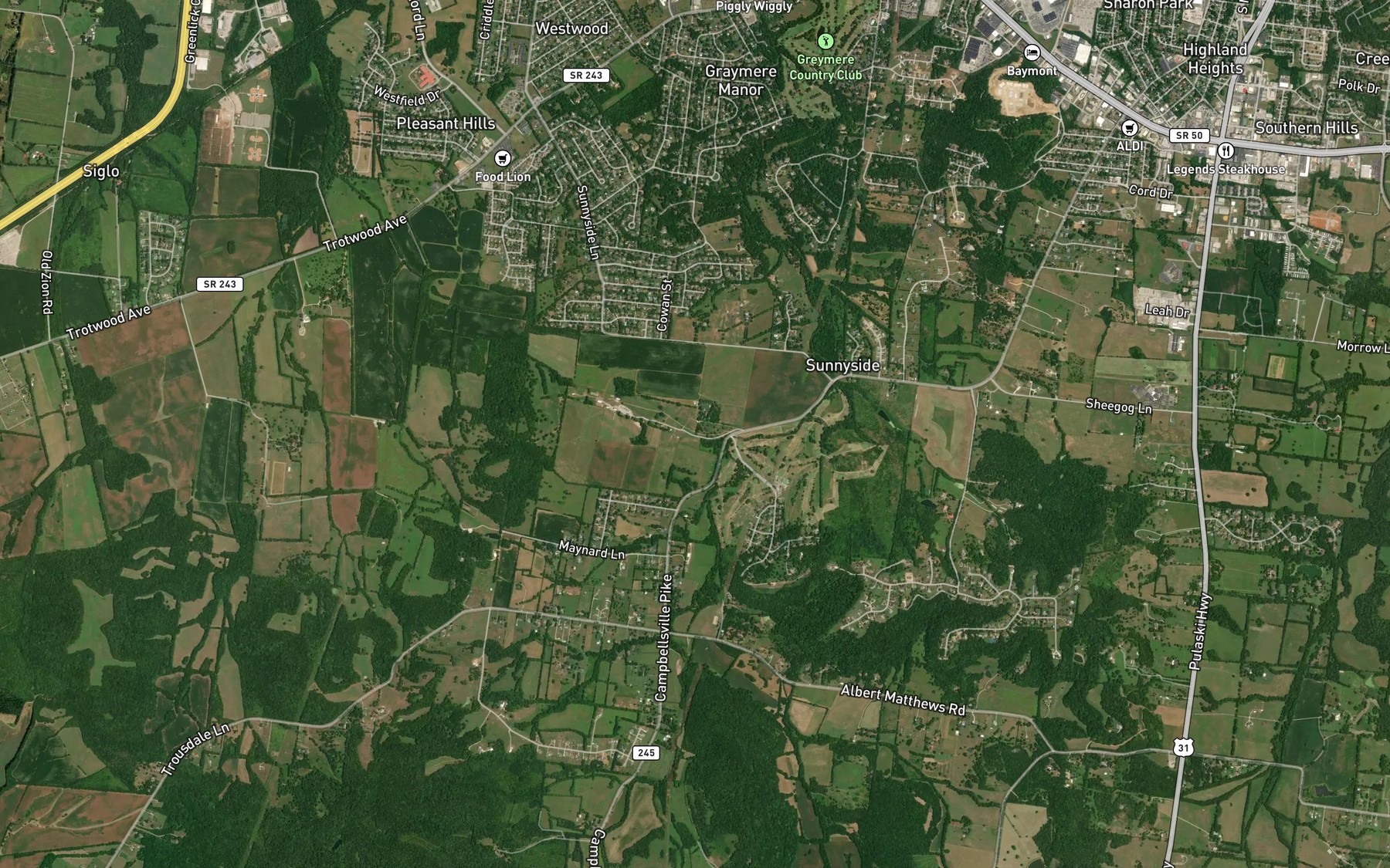 Satellite map of the Pillow Spring