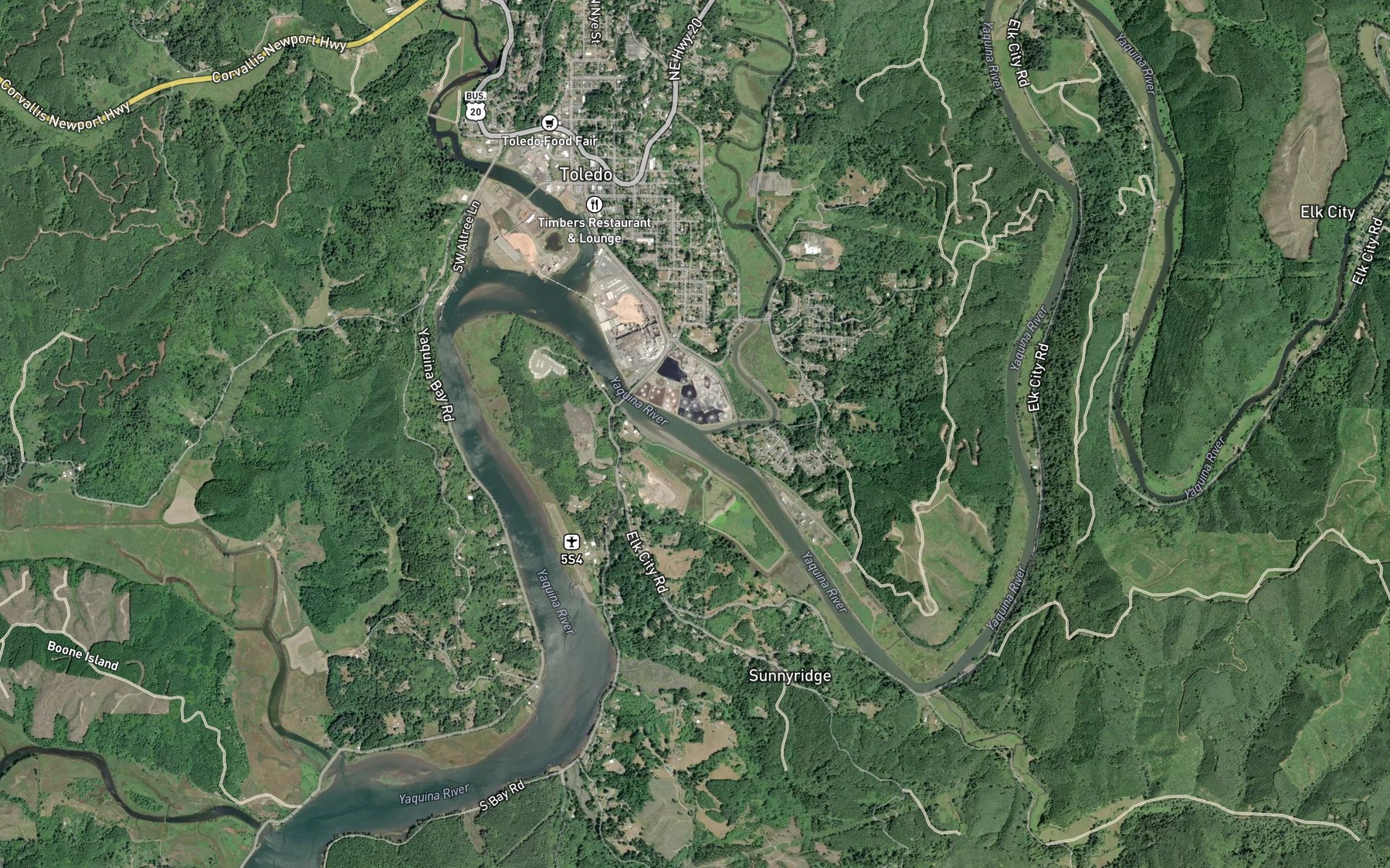 Satellite map of the Olalla Slough