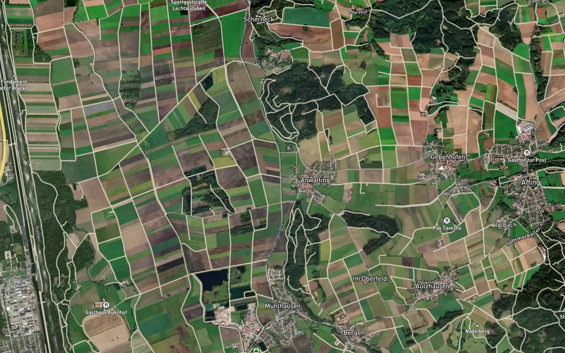Satellite map of the Affinger Bach