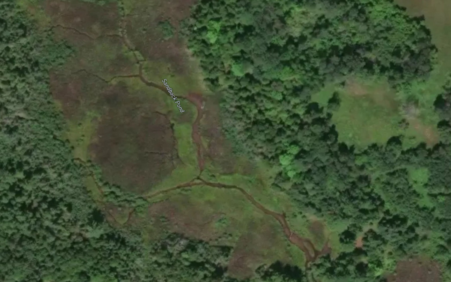 Satellite map of the Sandback Pond
