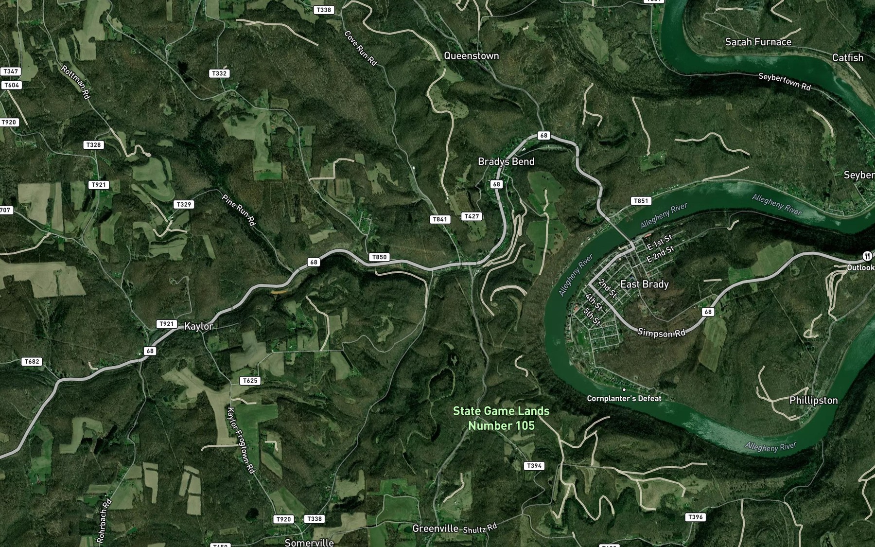 Satellite map of the Holder Run