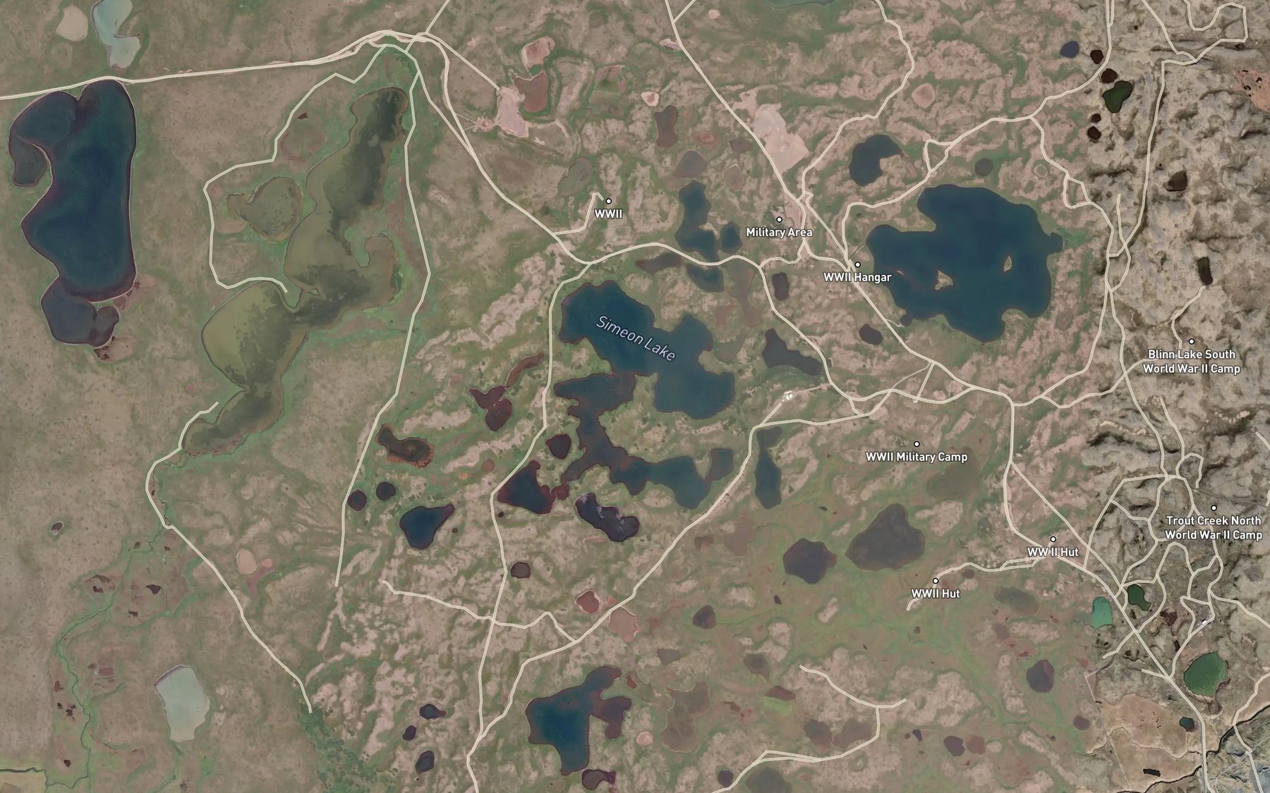 Satellite map of the Simeon Lake
