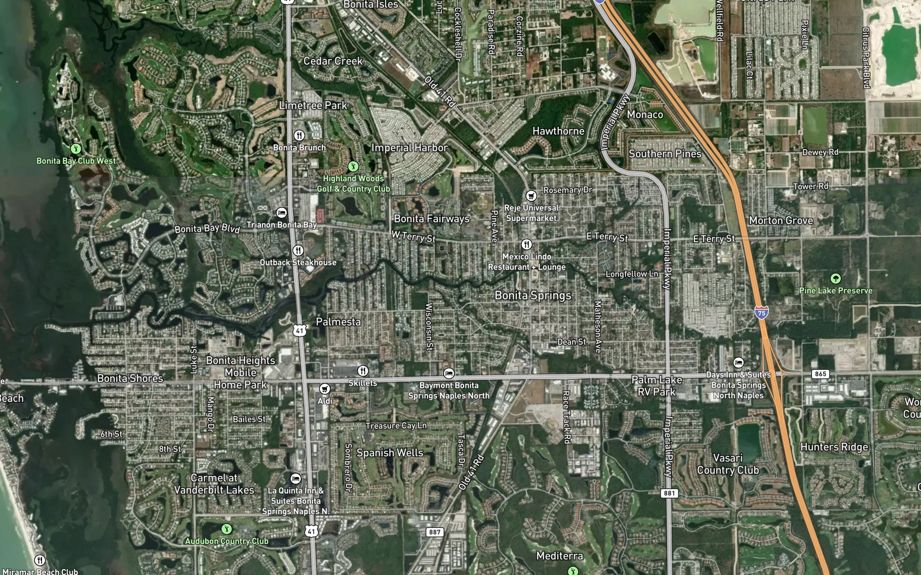 Satellite map of the Oak Creek