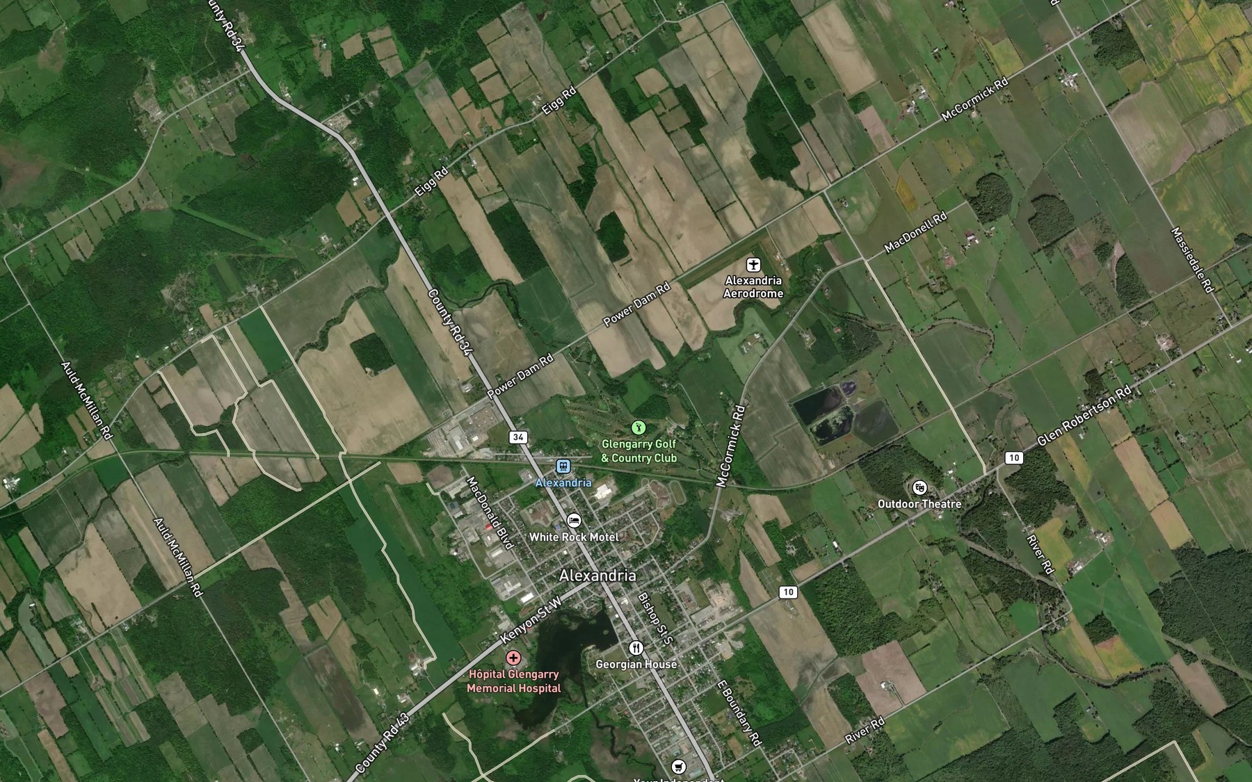 Satellite map of the Marcoux Drain