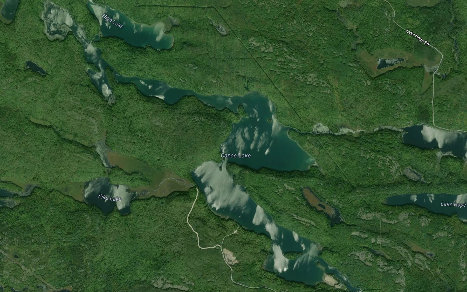Satellite map of the Canoe Lake