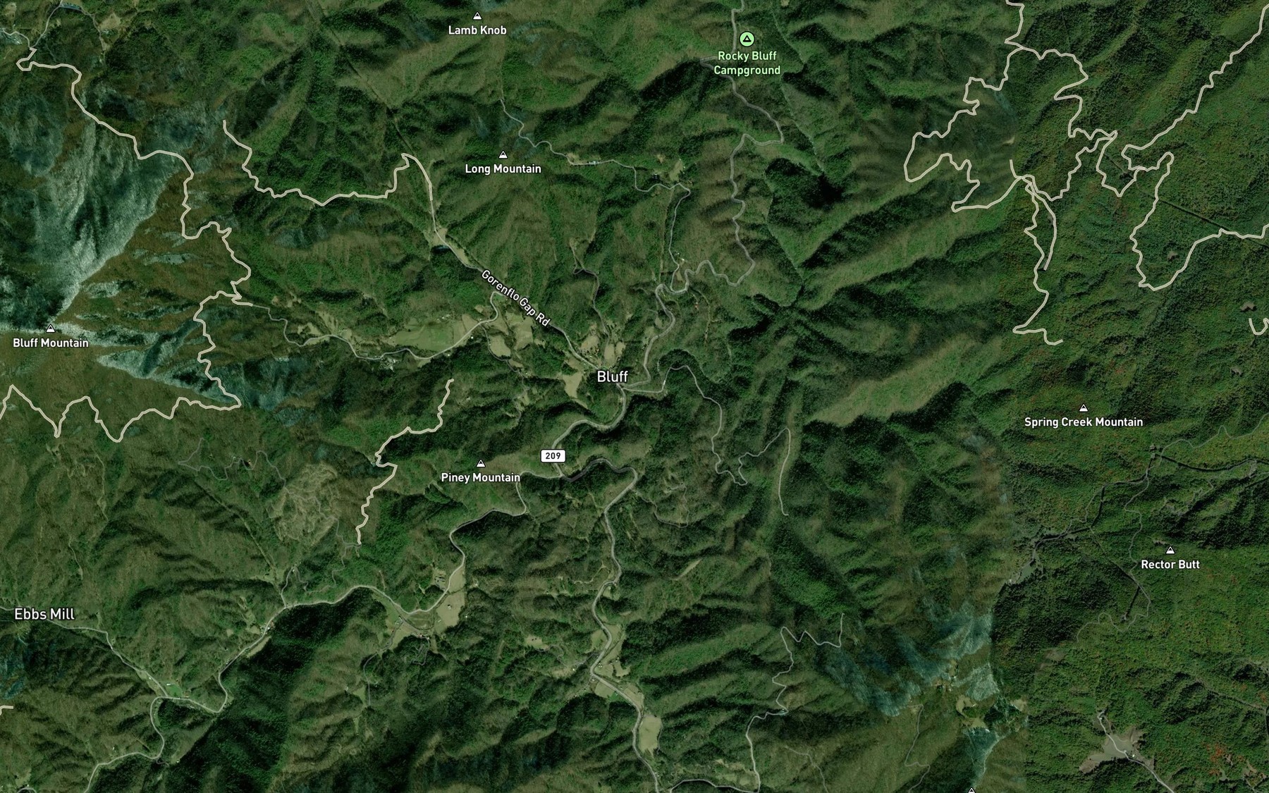 Satellite map of the Steve Branch