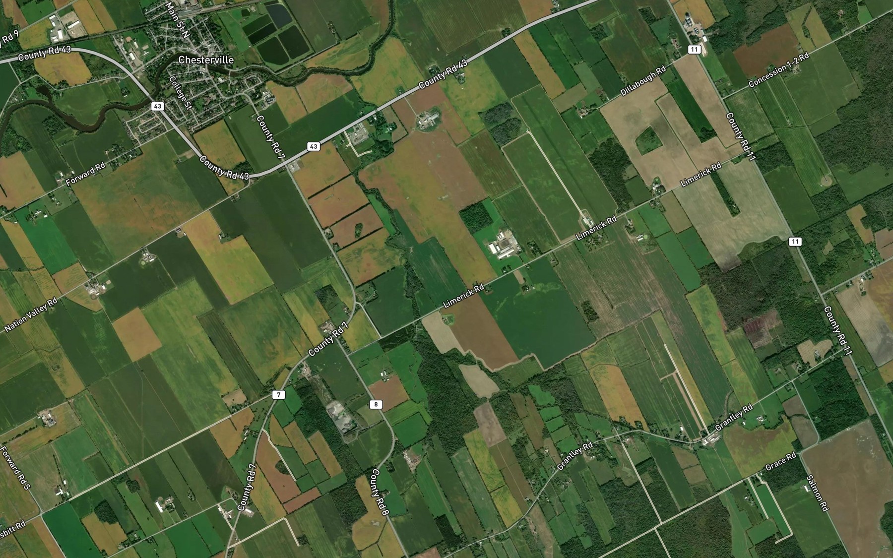 Satellite map of the Moore Drain