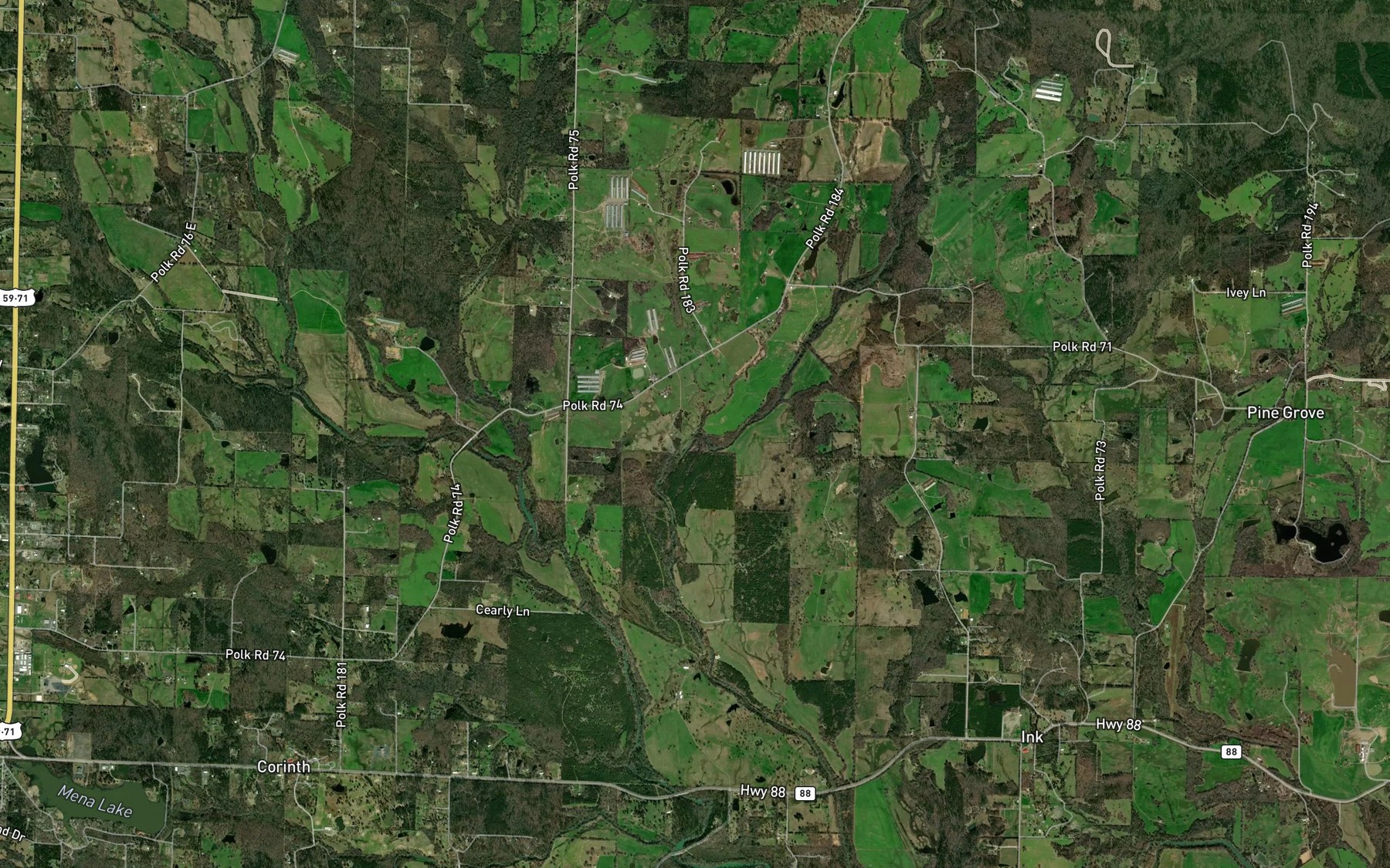 Satellite map of the Lick Branch