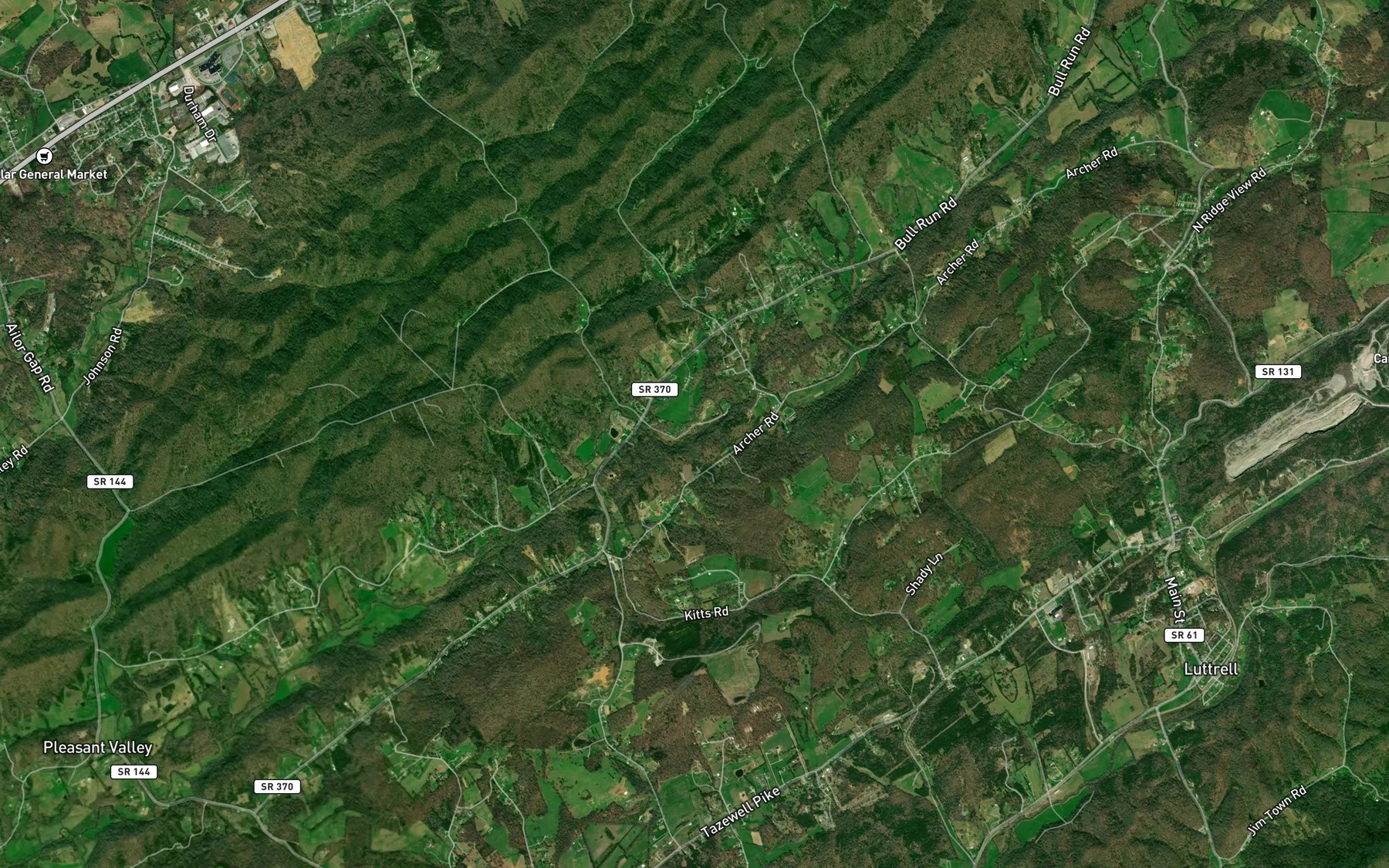 Satellite map of the Dryland Branch