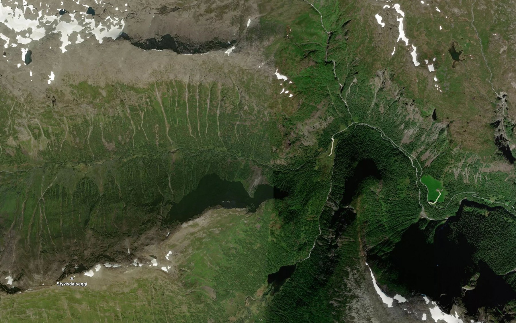 Satellite map of the Styvesdalselvi