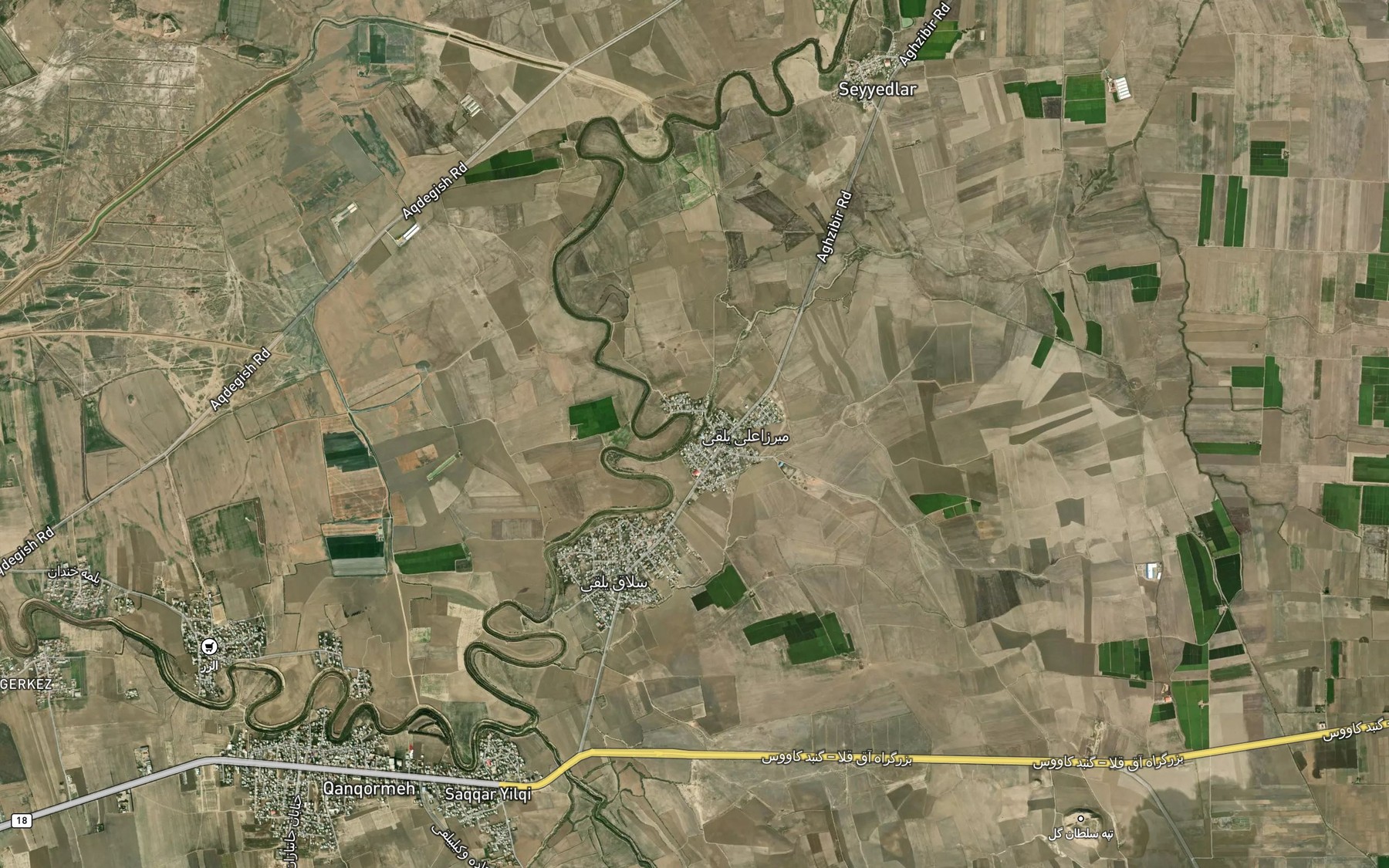 Satellite map of the Rudkhaneh-ye Agarjeh