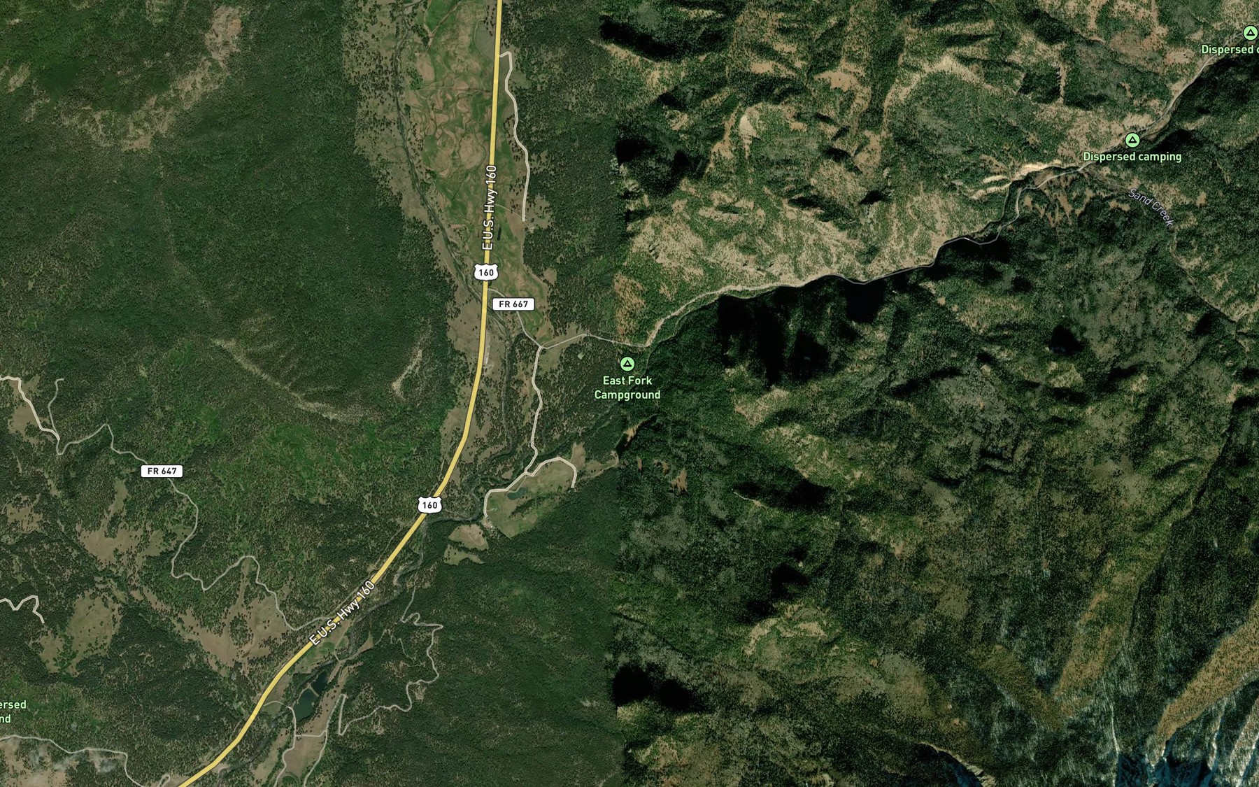 Satellite map of the Deer Creek