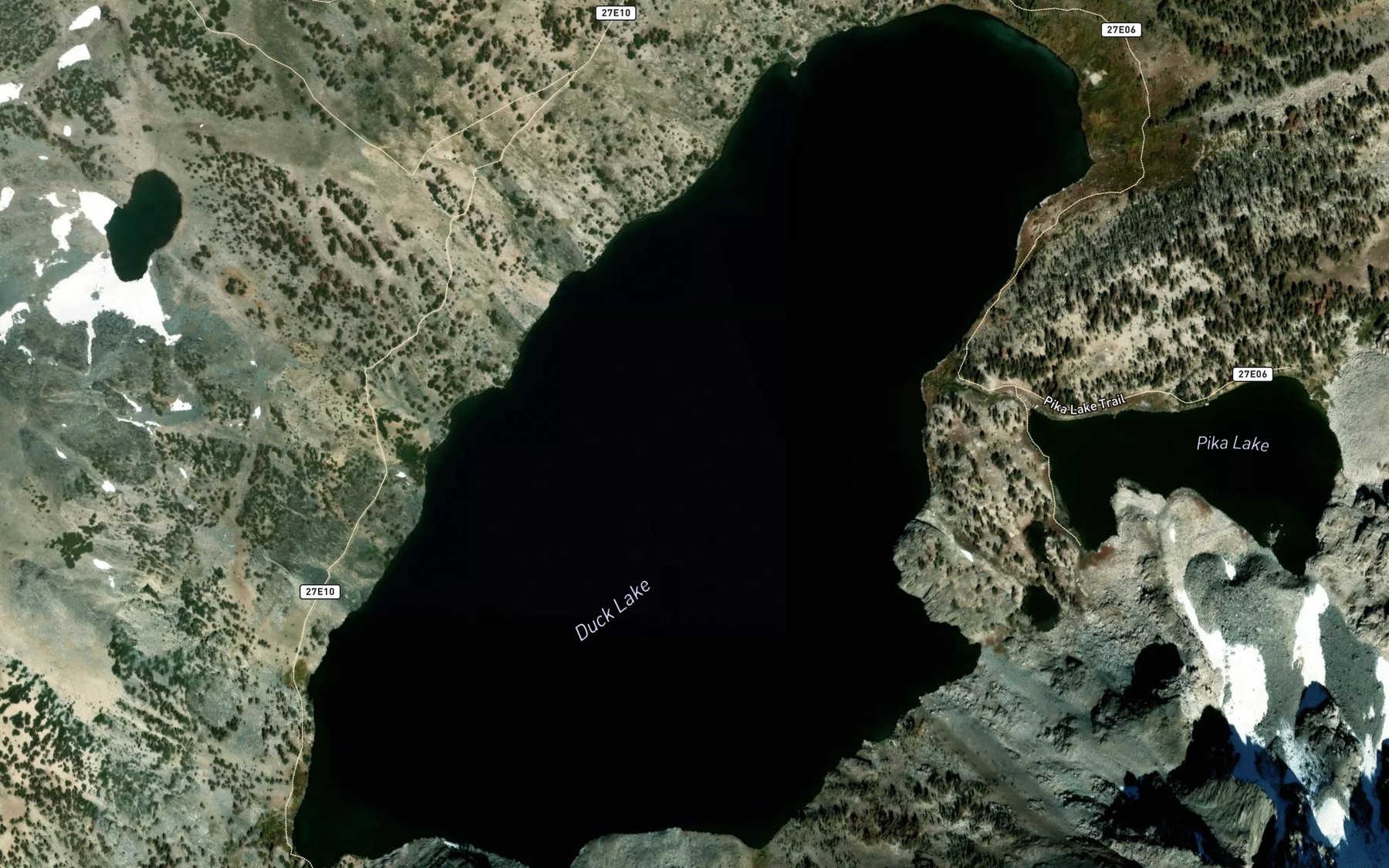 Satellite map of the Duck Lake