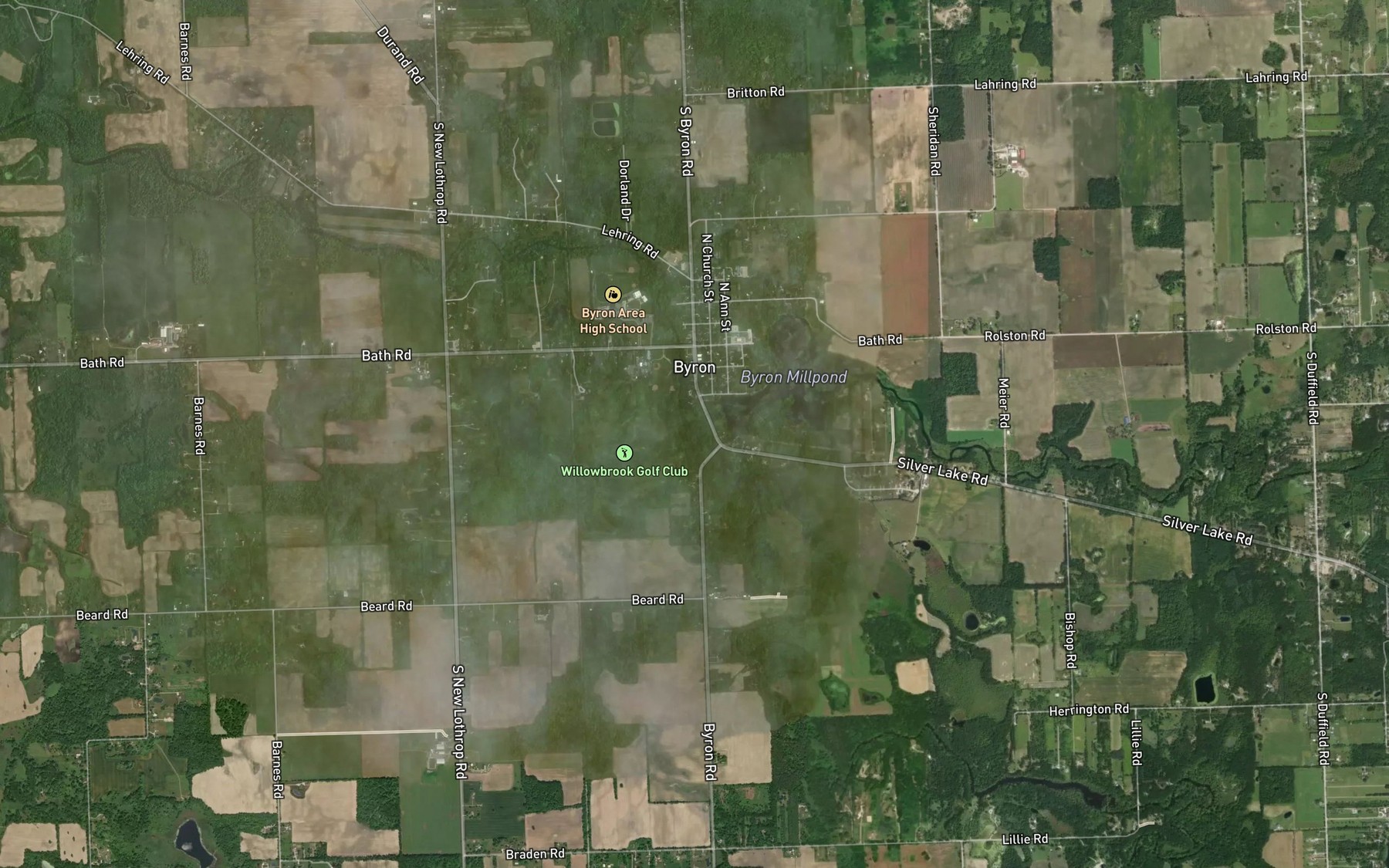 Satellite map of the South Branch Shiawassee River