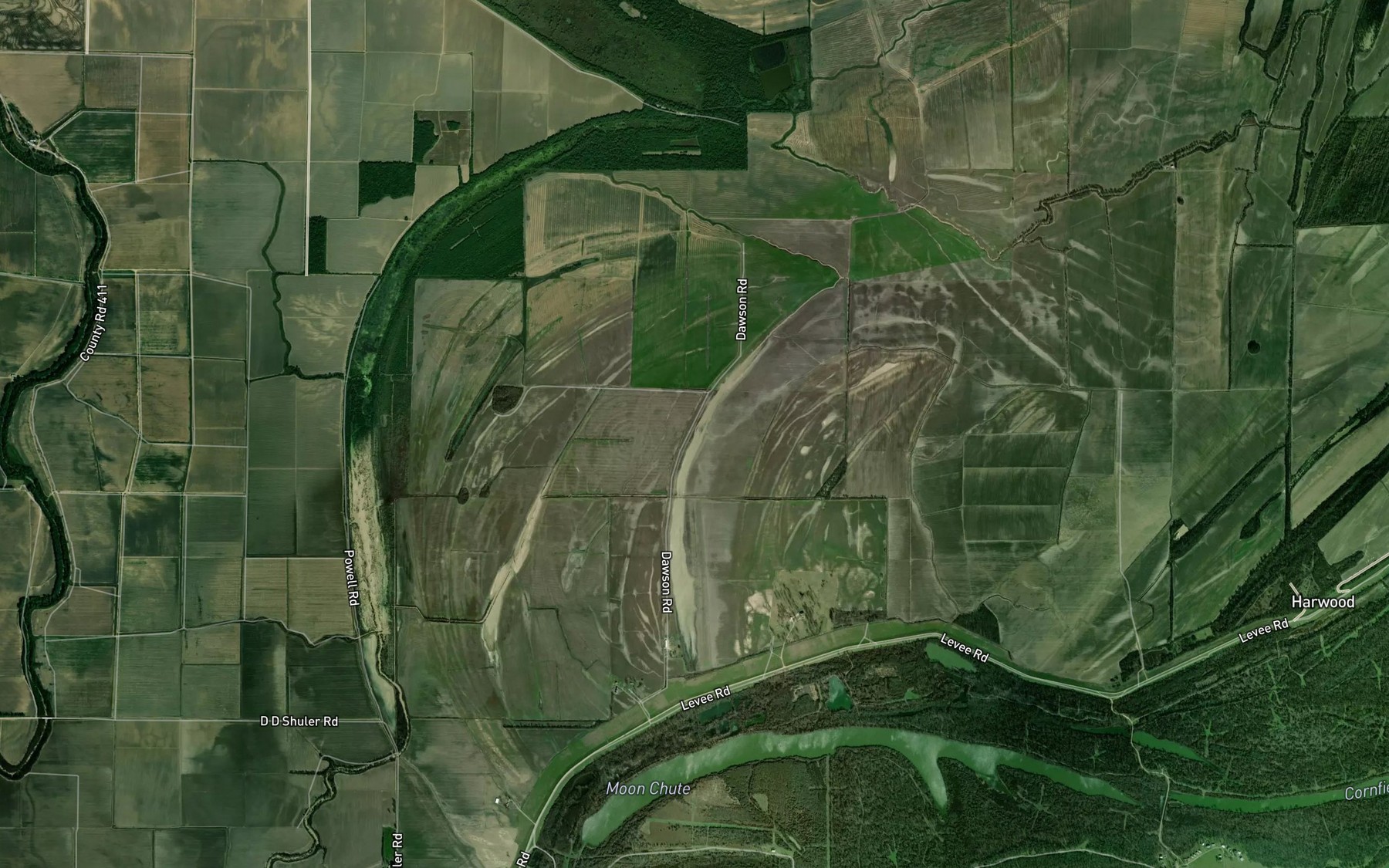 Satellite map of the Fish Bayou