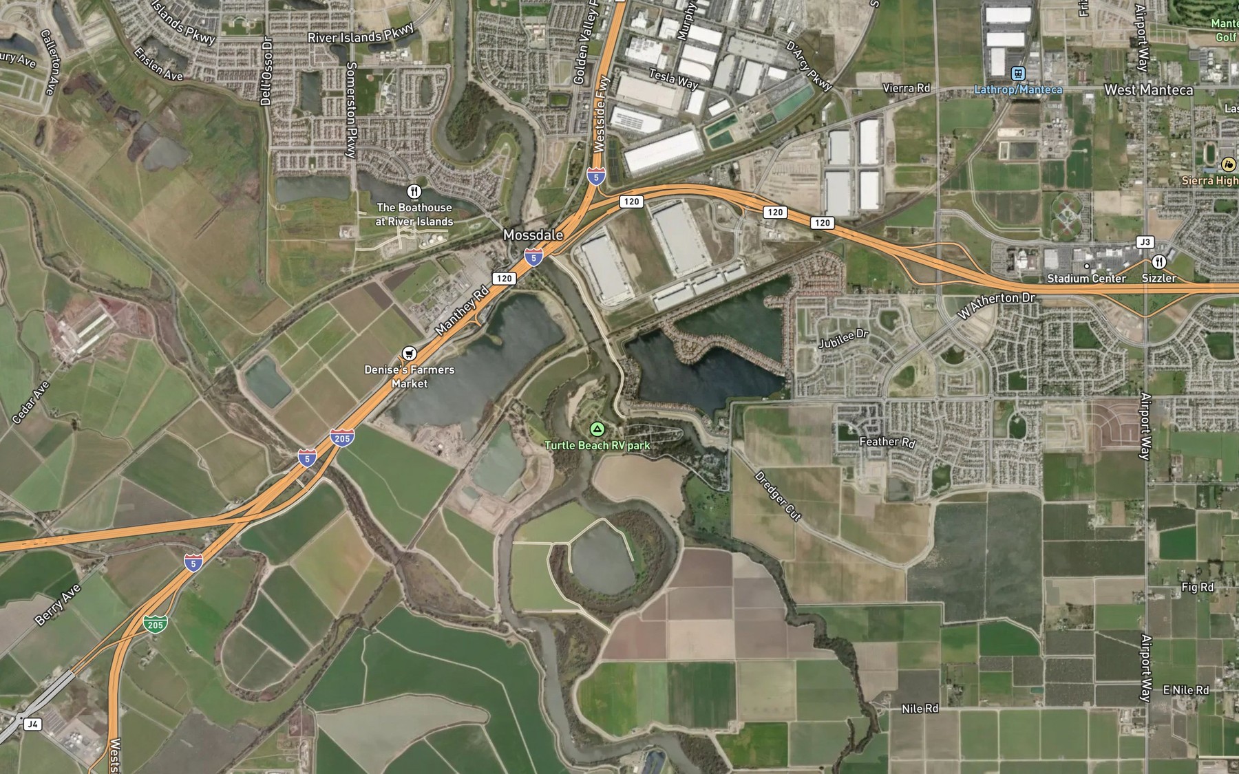 Satellite map of the Walthall Slough