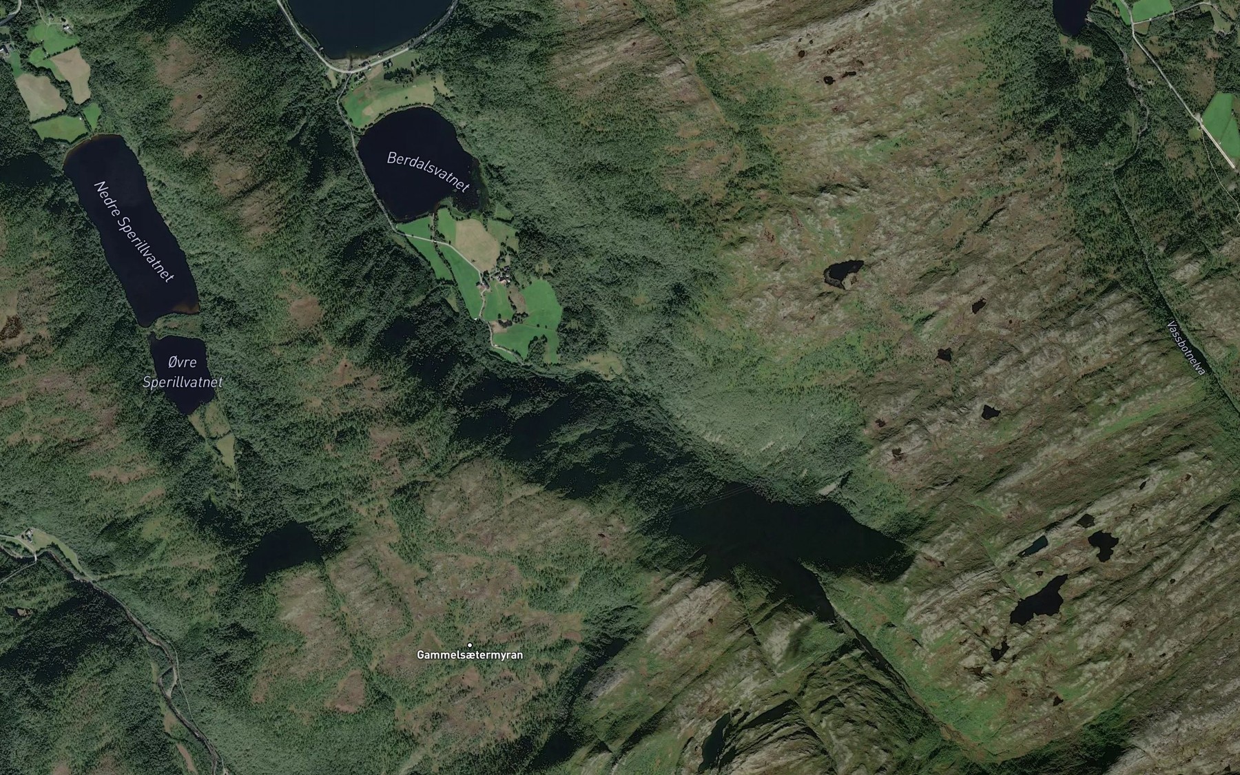 Satellite map of the Berdalselva