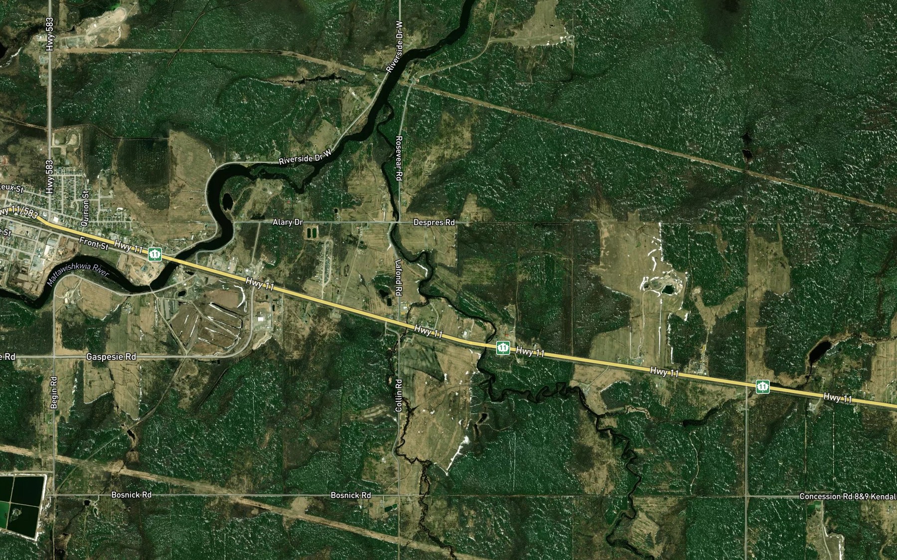Satellite map of the Nelles Creek