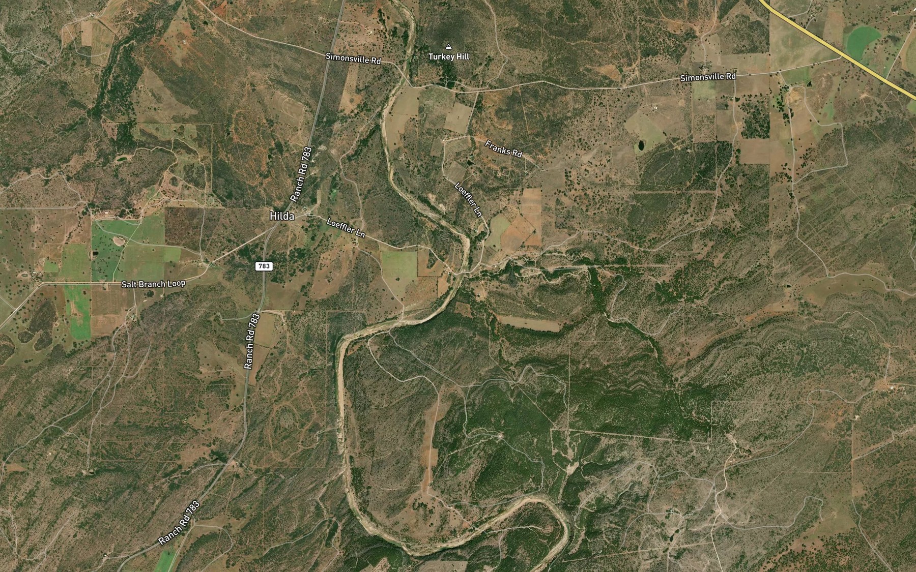 Satellite map of the Birdsong Creek