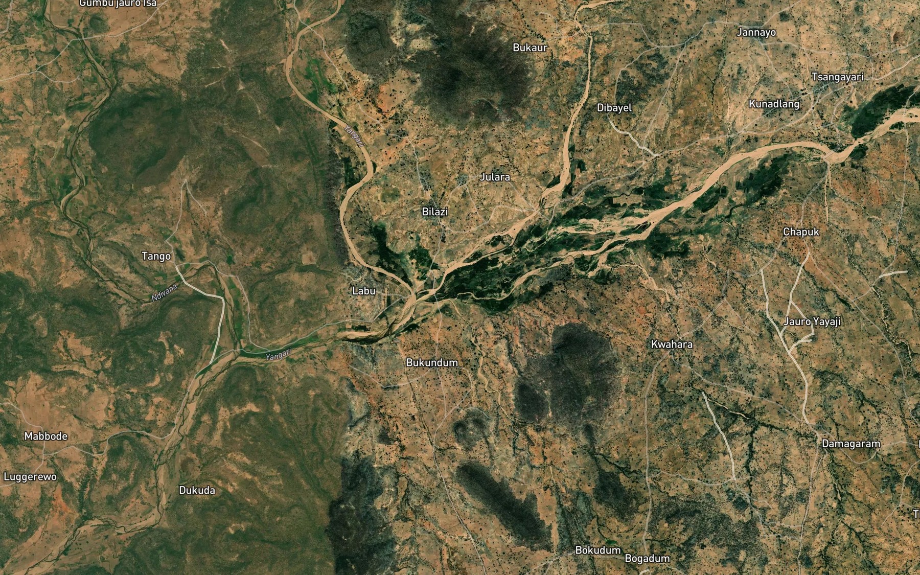 Satellite map of the Yangari