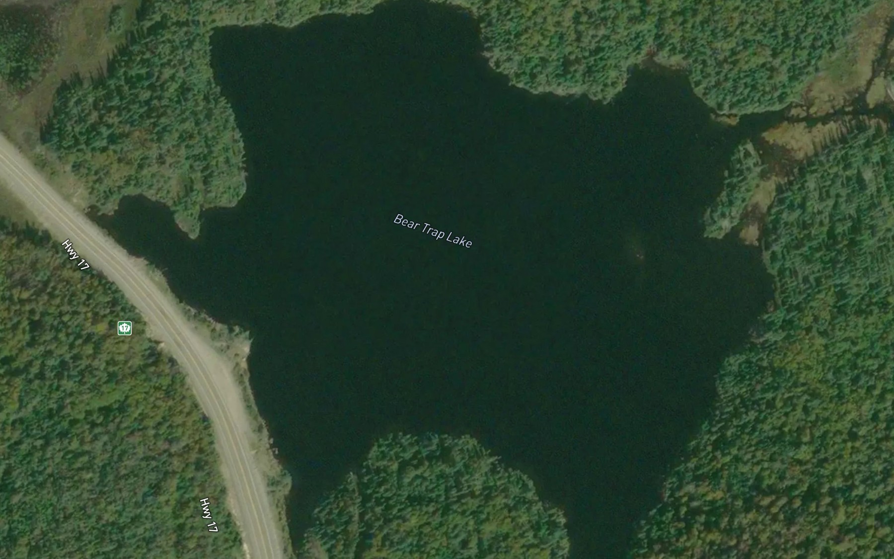Satellite map of the Bear Trap Lake