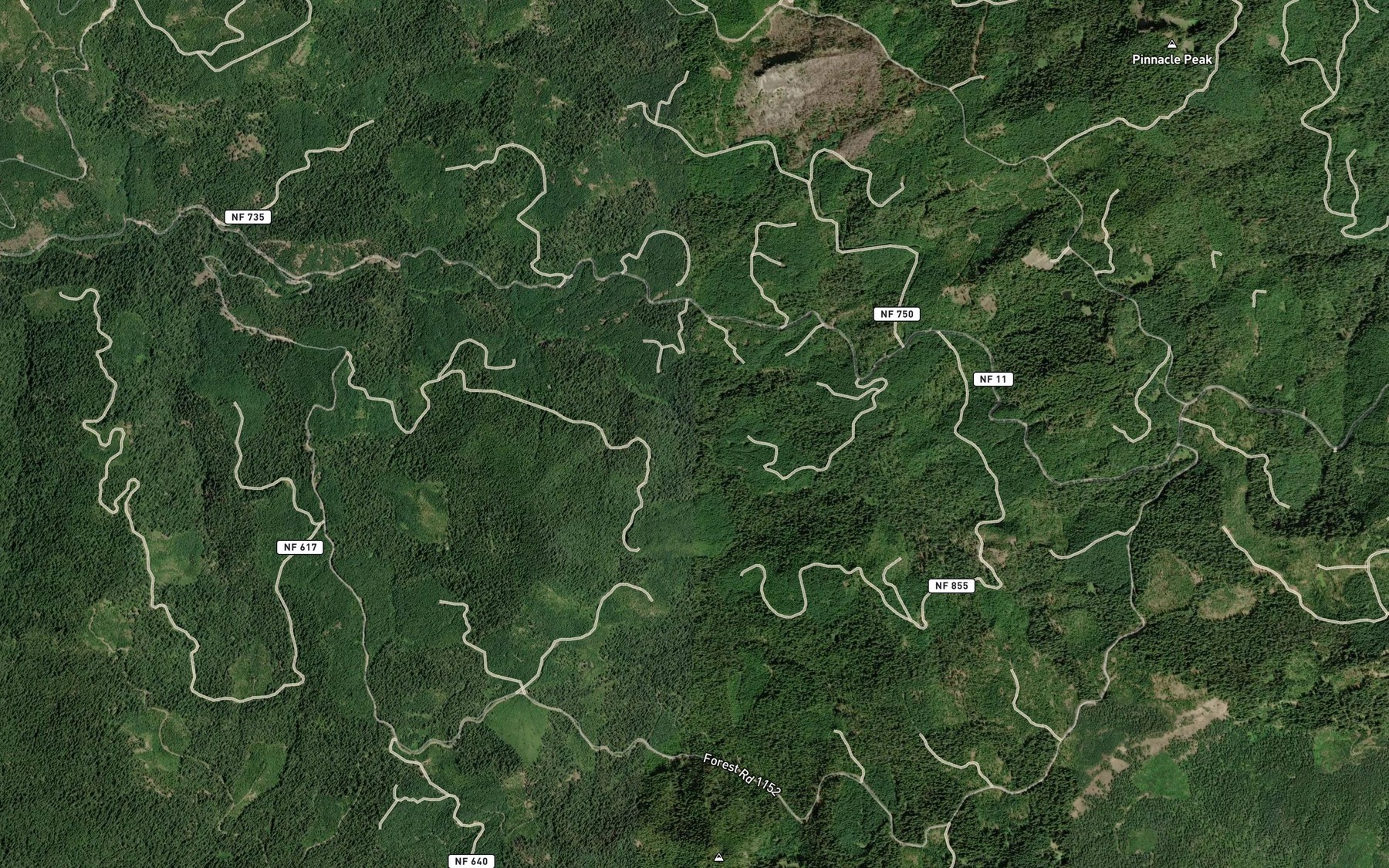 Satellite map of the No Man Creek