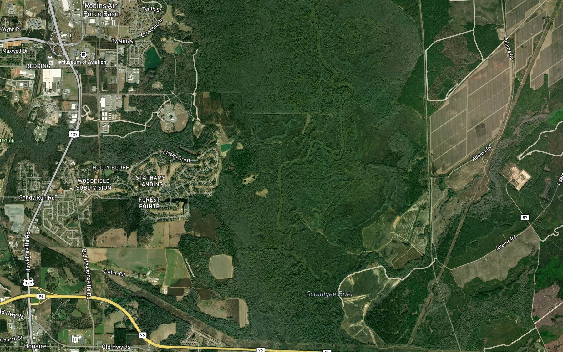 Satellite map of the Sandy Run Creek