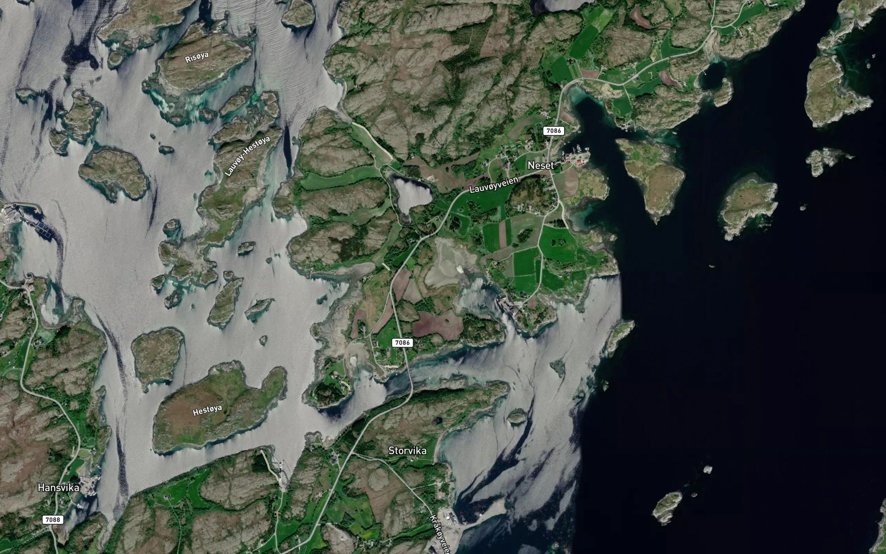 Satellite map of the Sorvikvagen