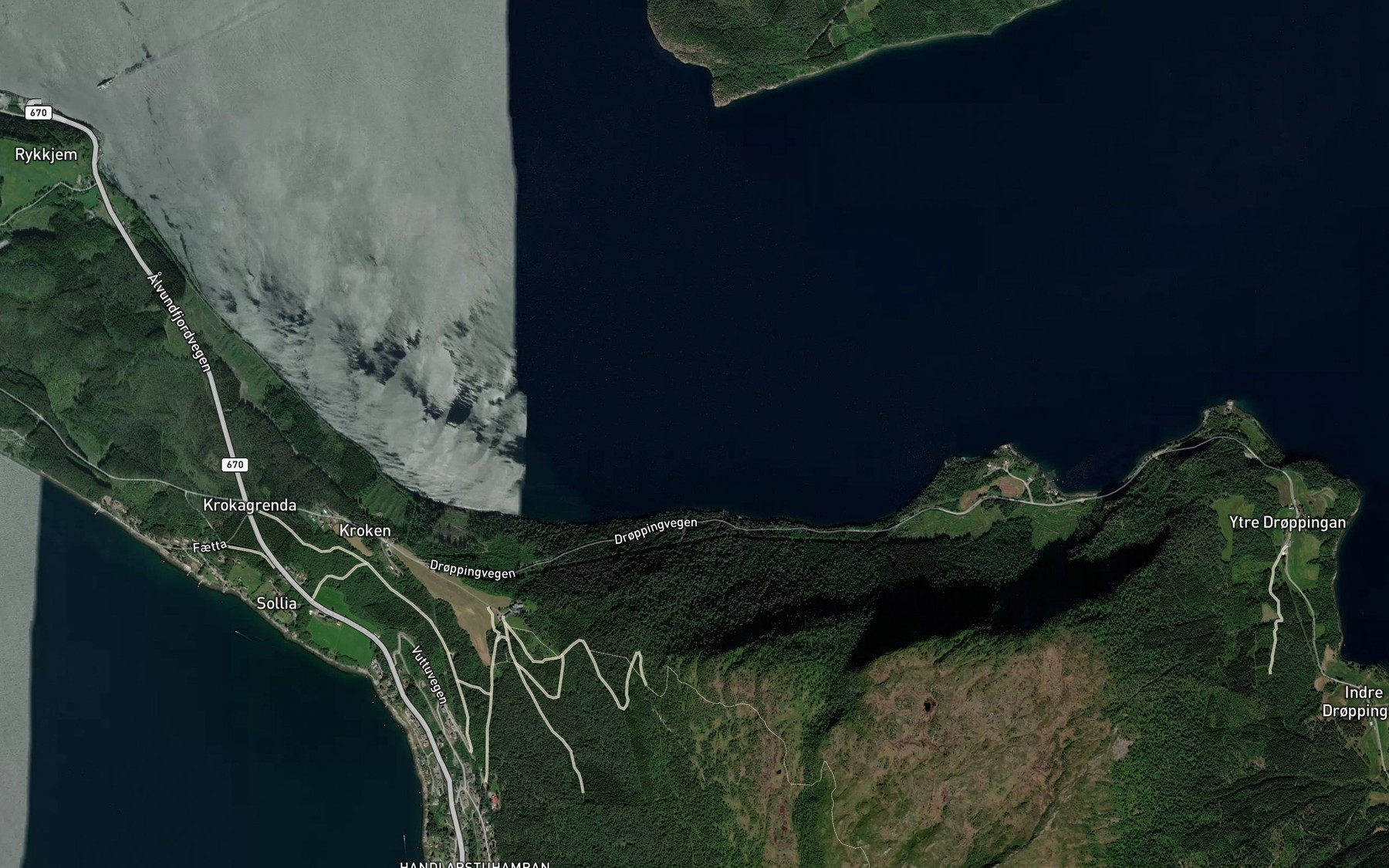 Satellite map of the Stangvikfjorden