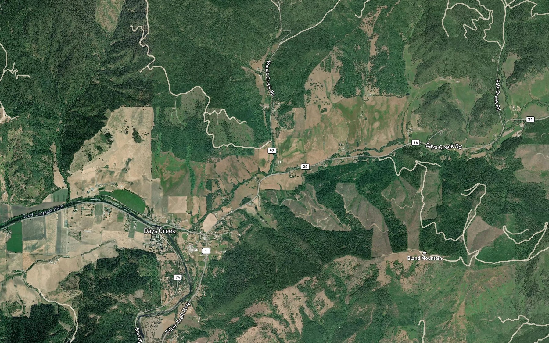 Satellite map of the Wood Creek