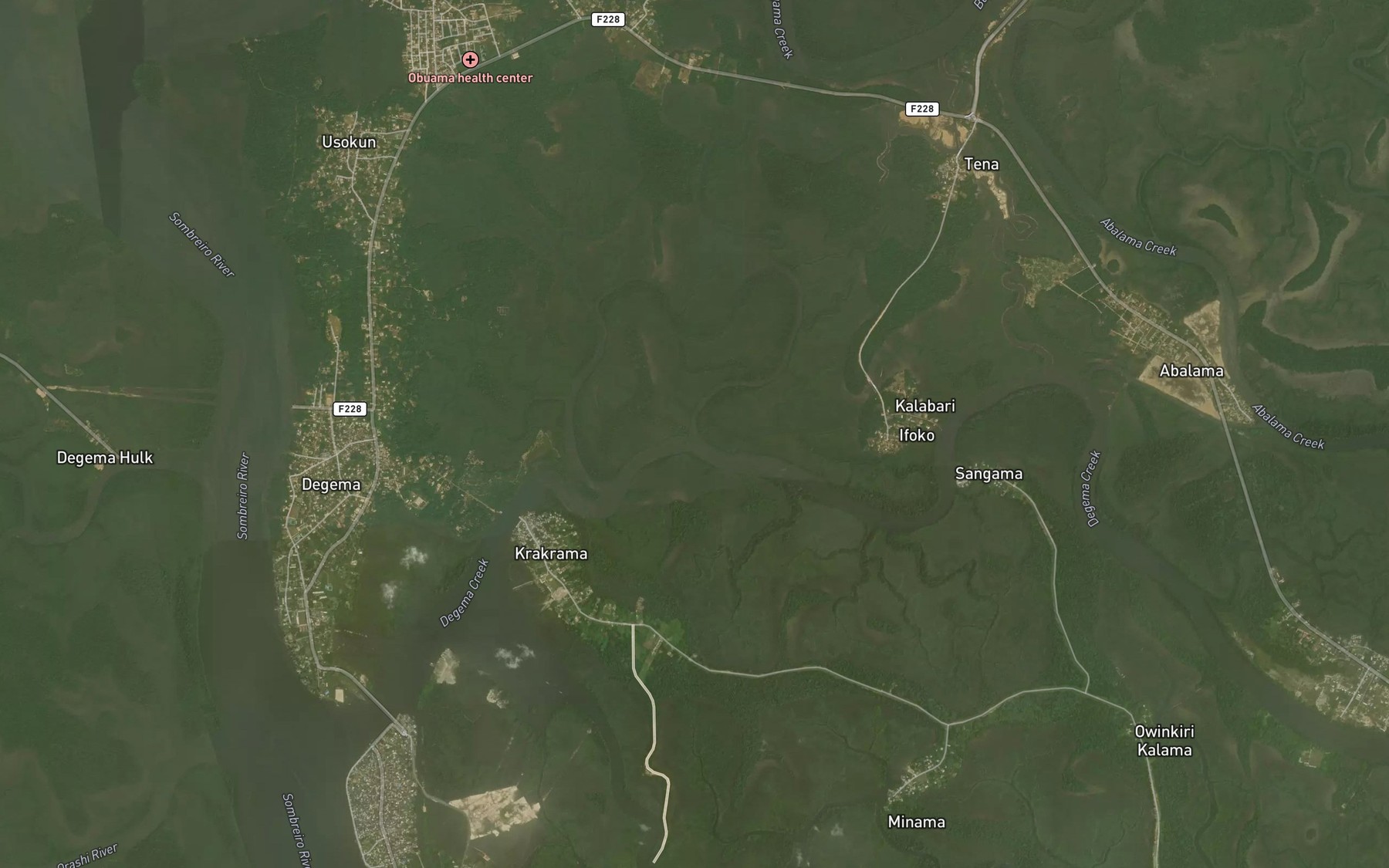 Satellite map of the Temabio Creek