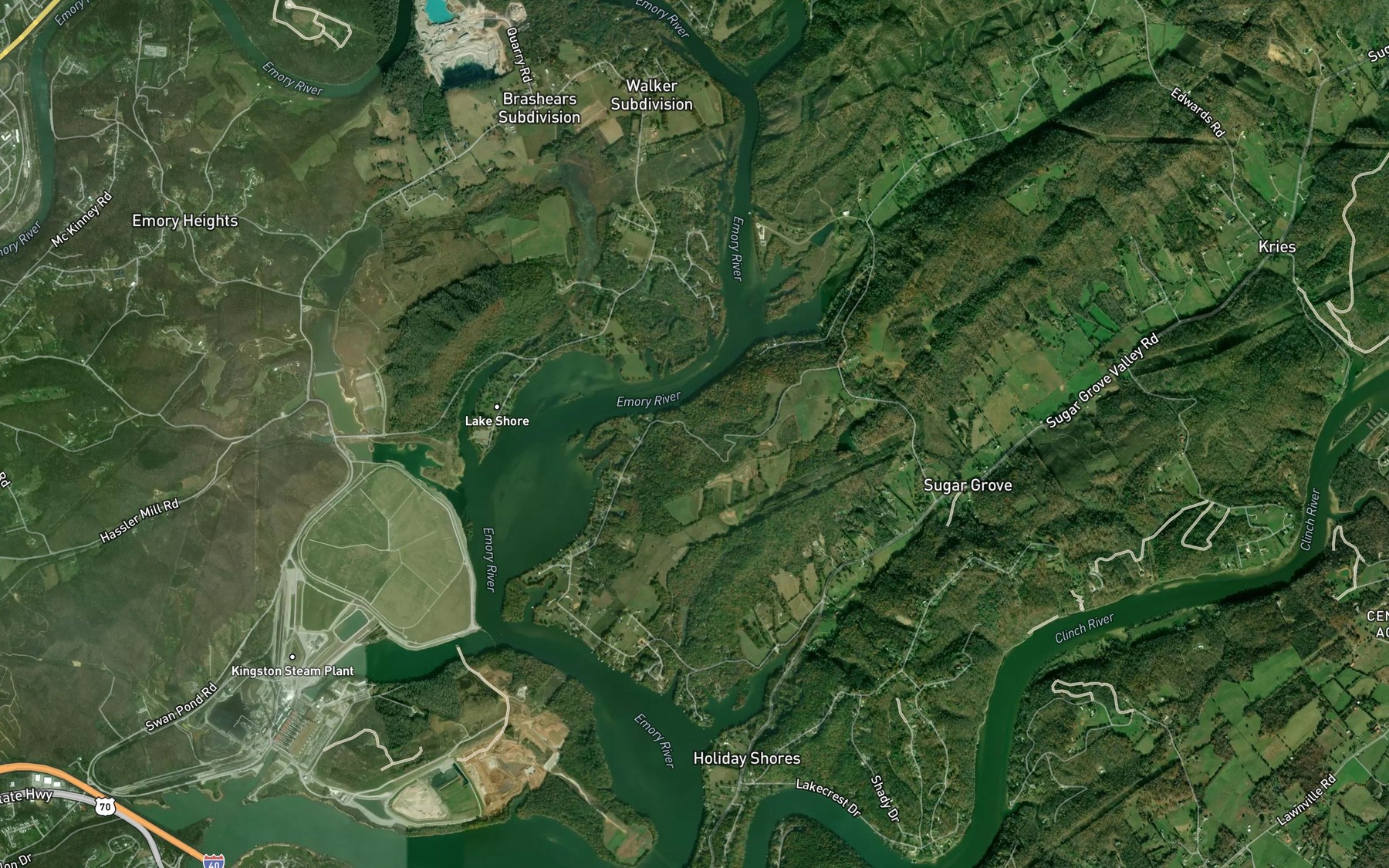 Satellite map of the Mill Spring
