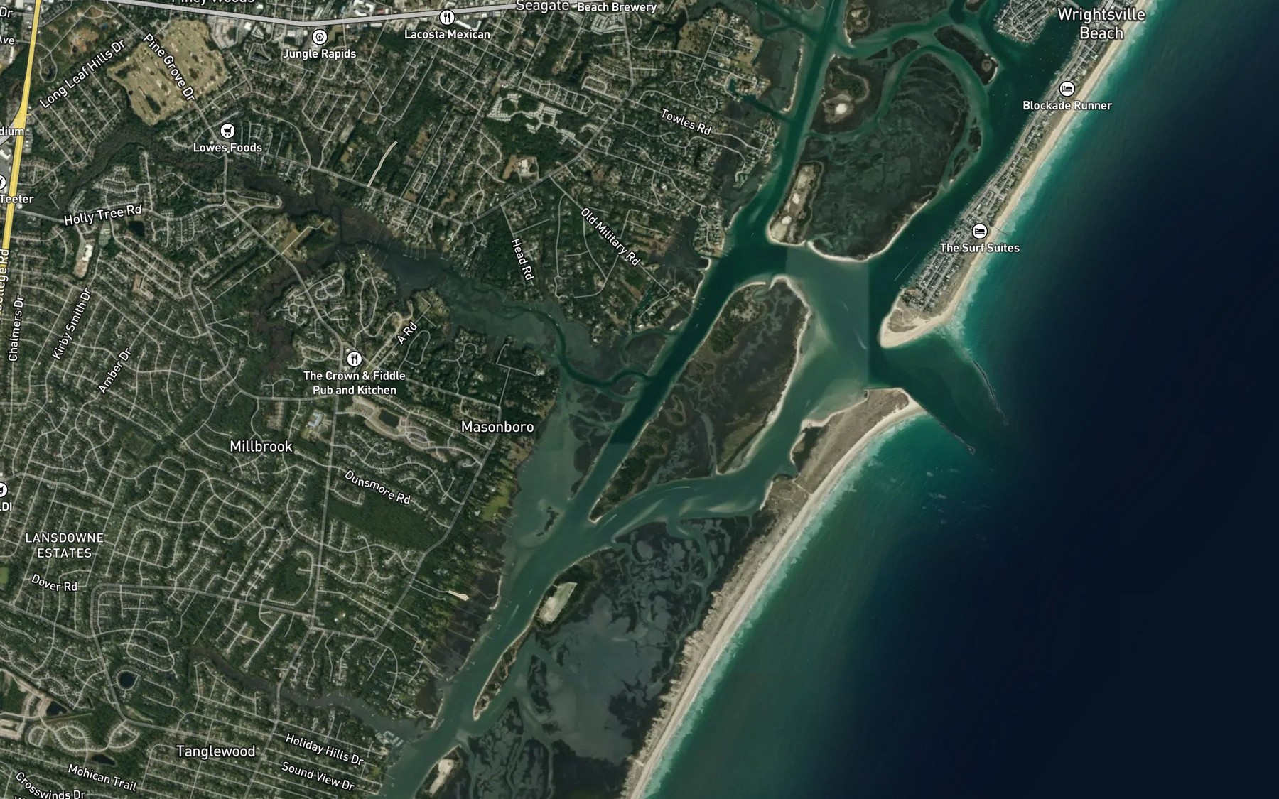 Satellite map of the Hewletts Creek