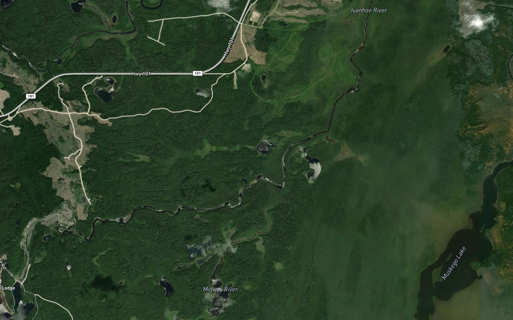 Satellite map of the Midway River