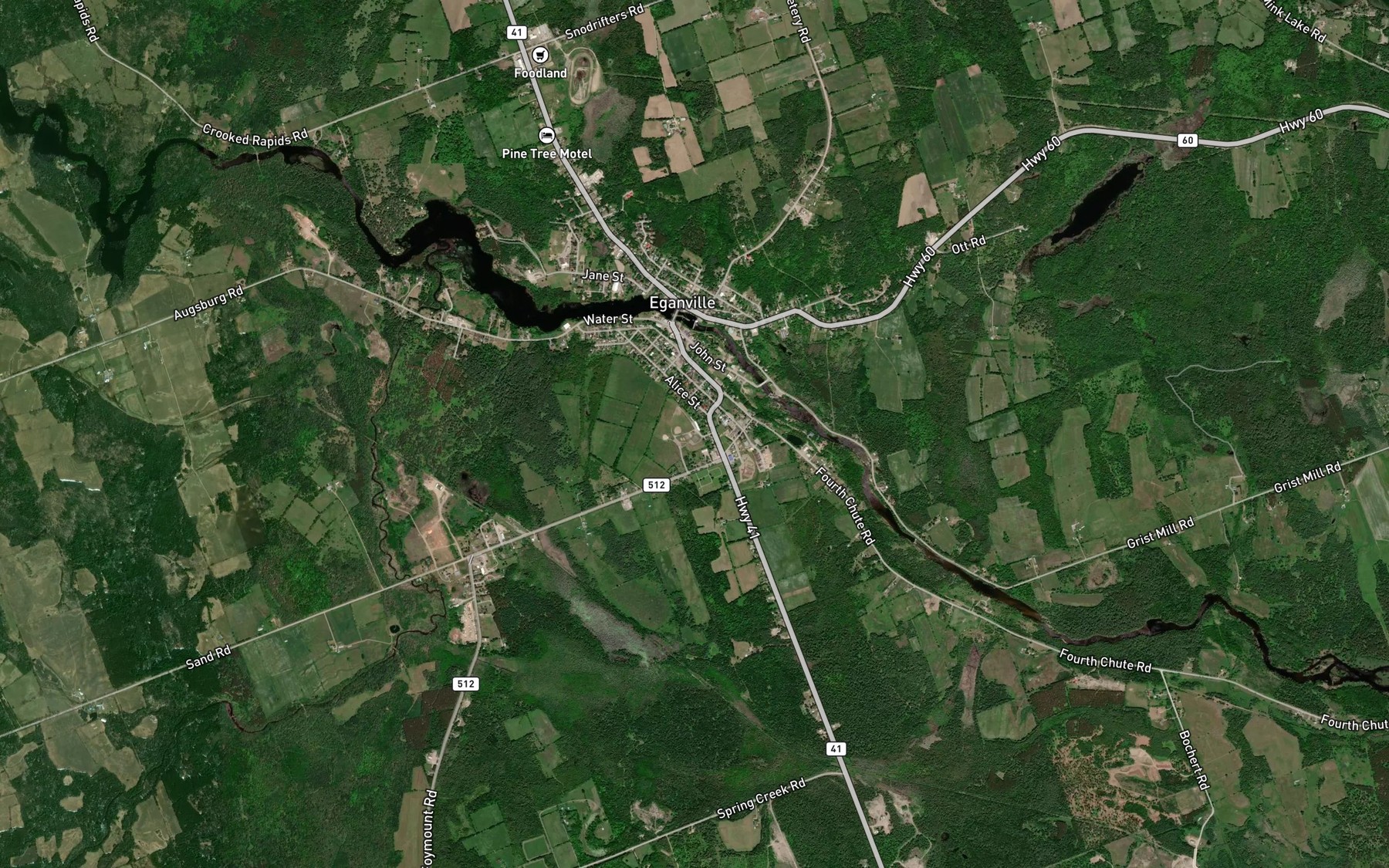 Satellite map of the Jessups Rapids