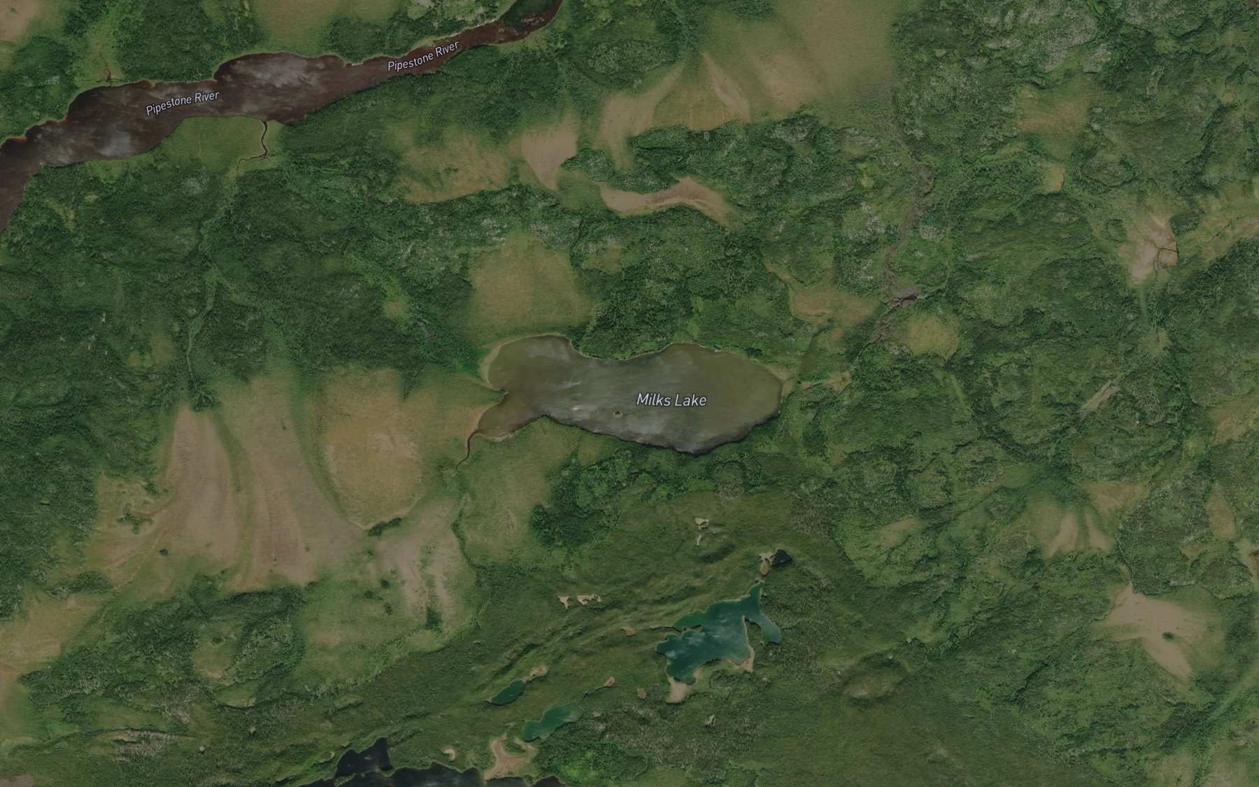 Satellite map of the Milks Lake