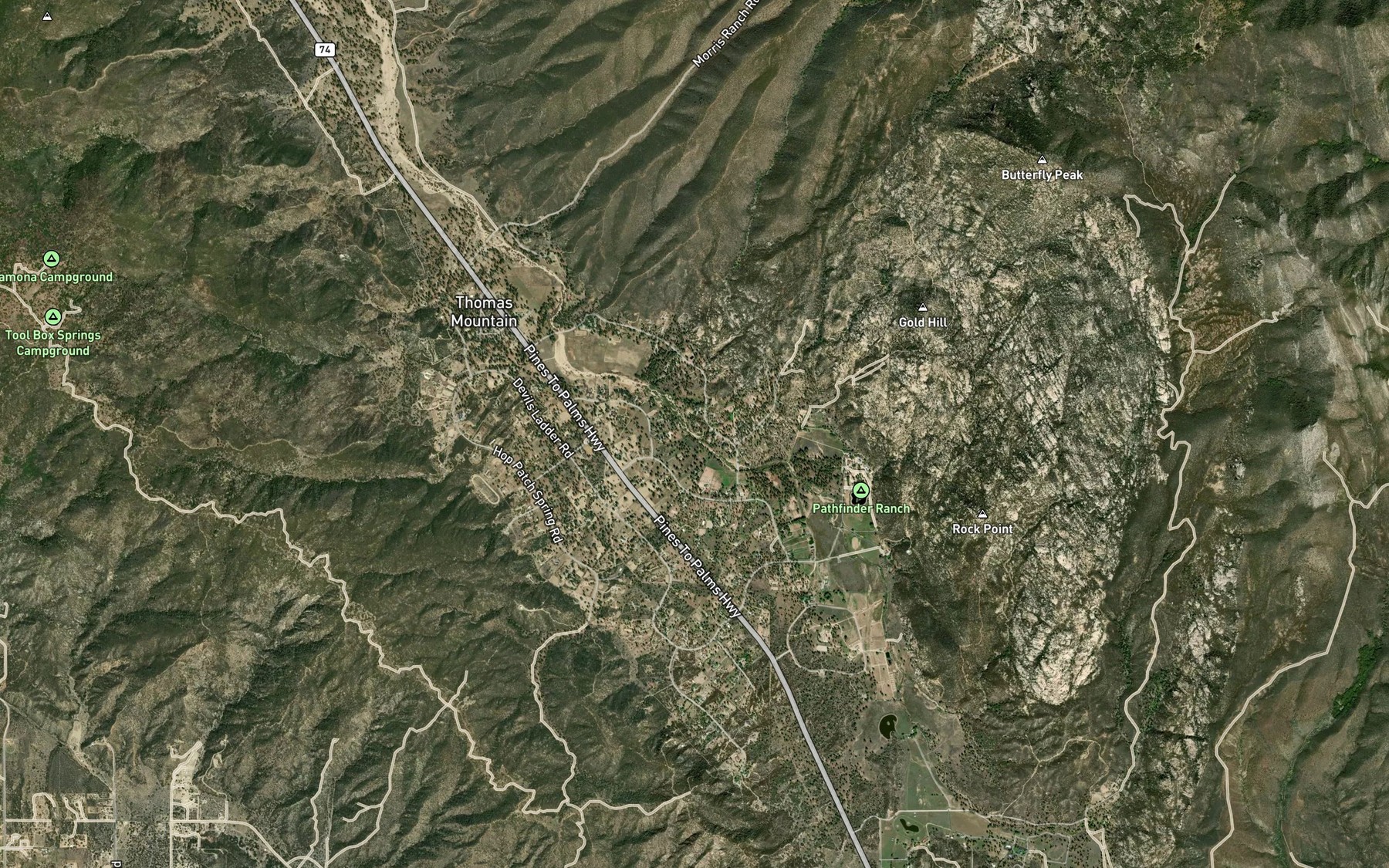 Satellite map of the Martinez Creek