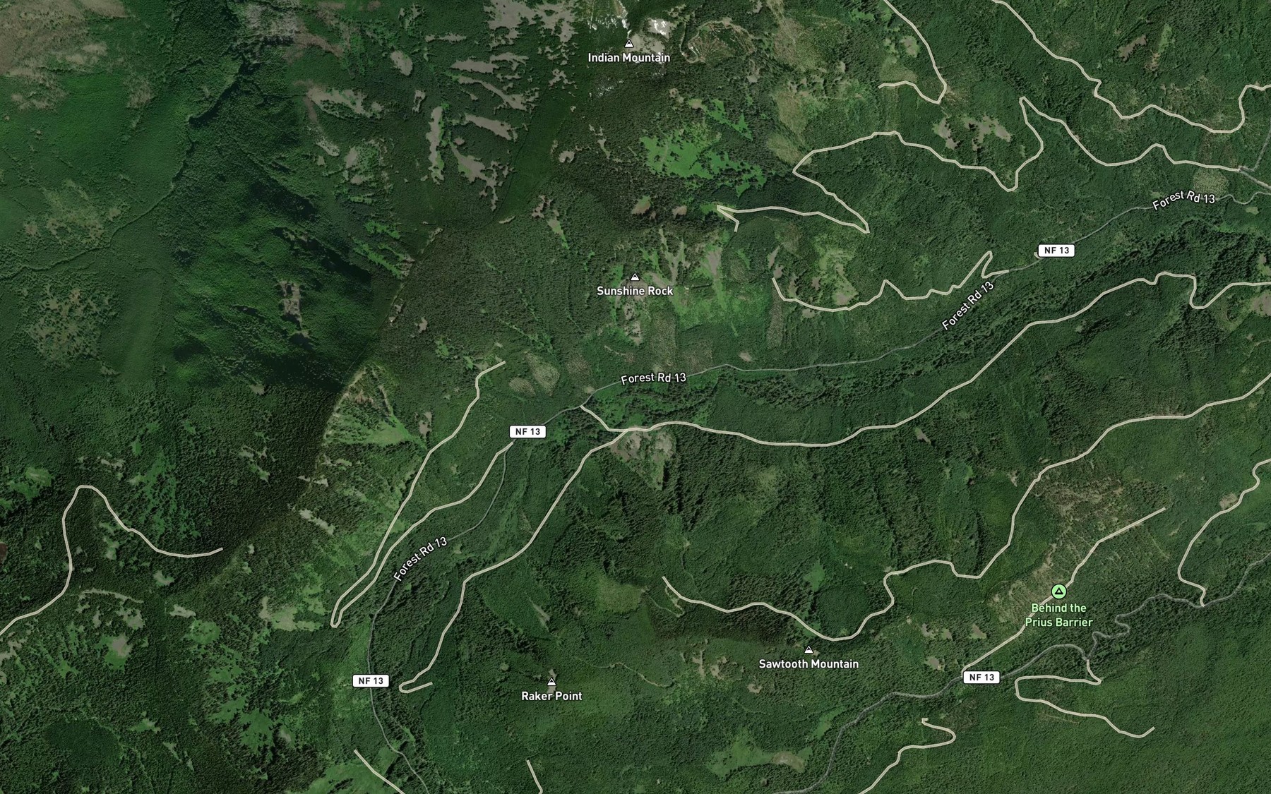 Satellite map of the Midget Creek